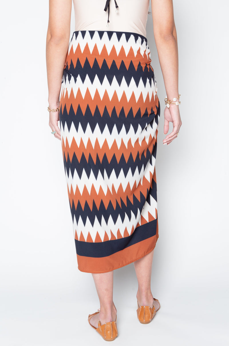 Print Pareo - Zigzag Blue, Brown & White Swimsuits TARBAY   