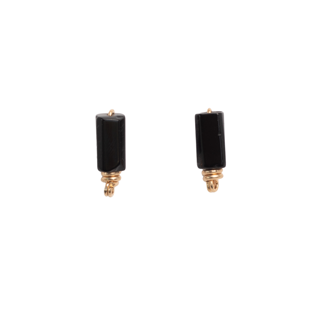 Celia Earrings #1 (20mm) - Black Agate & 14K Gold-Filled
