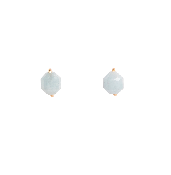 Solitario Earrings #1 (7mm) - Aquamarine Earrings TARBAY   