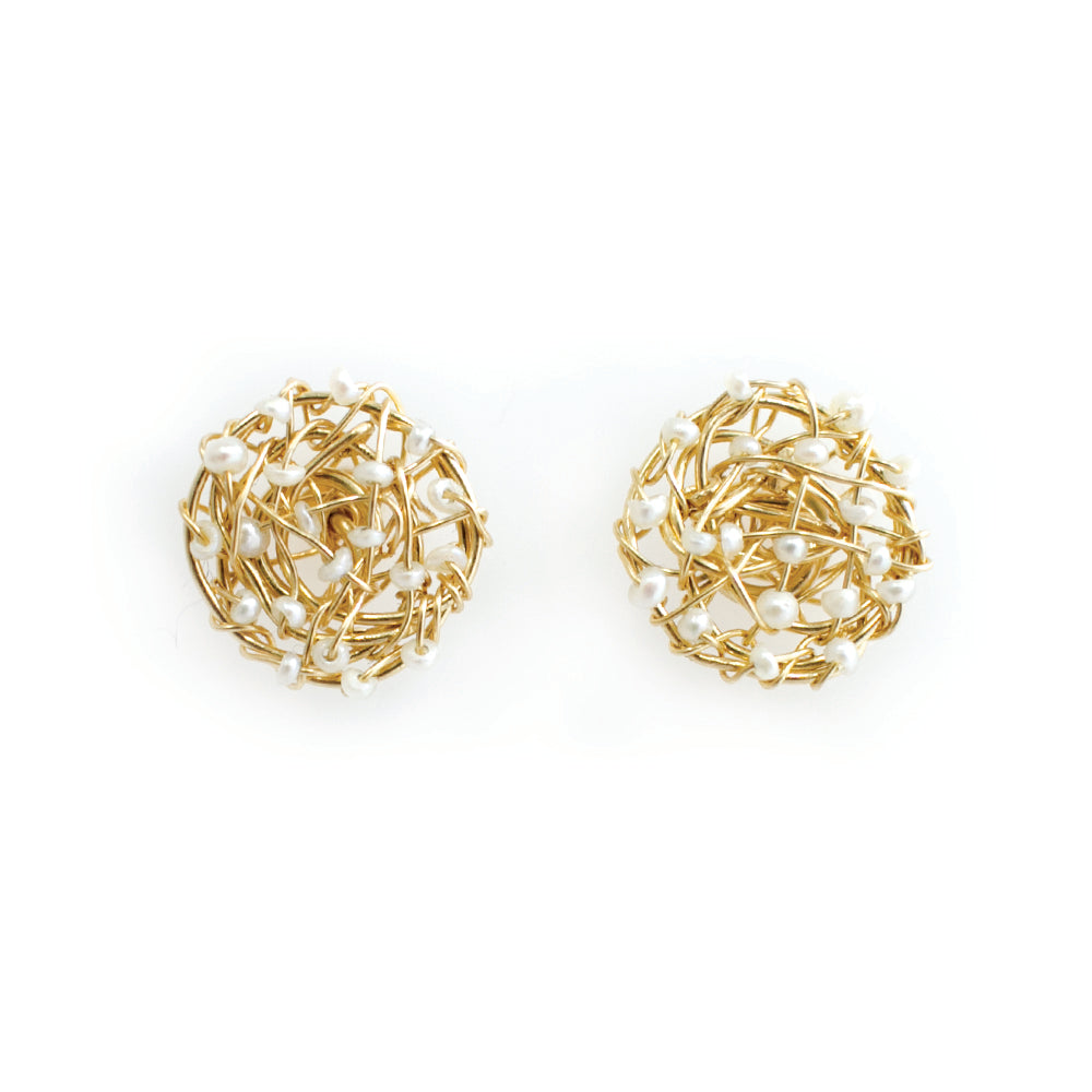 Aura Stud Earrings #1 (20mm) - Pearl Earrings TARBAY   