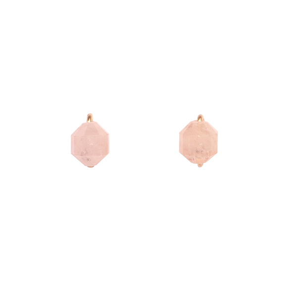 Solitario Earrings #1 (7mm) - Rose Quartz Earrings TARBAY   