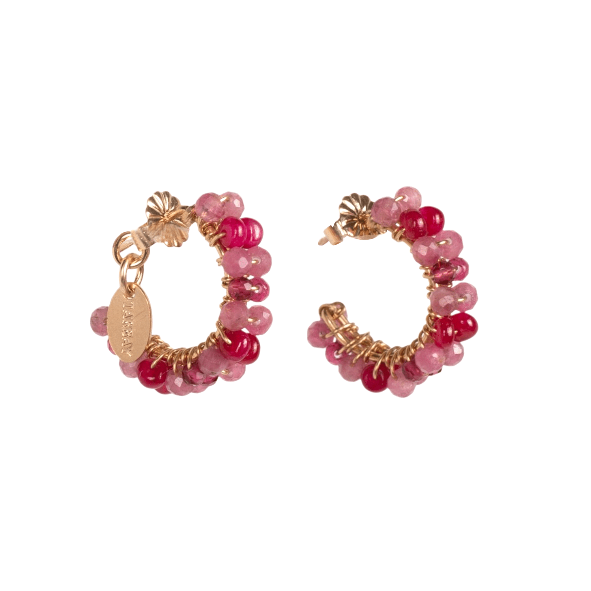 Cleopatra Earrings #1 (20mm) - Ruby & Rose Tourmaline Earrings TARBAY