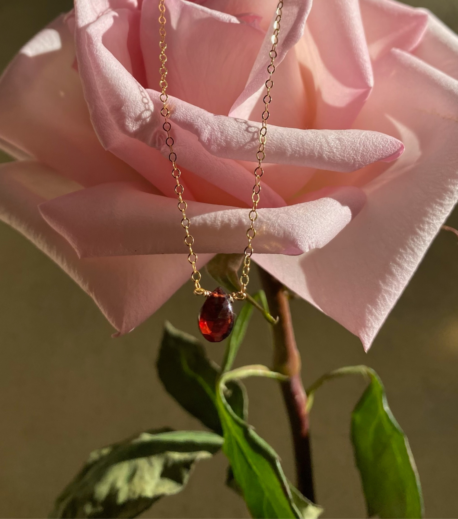 Gem Pendant Necklace (10mm) - Garnet Necklaces TARBAY   