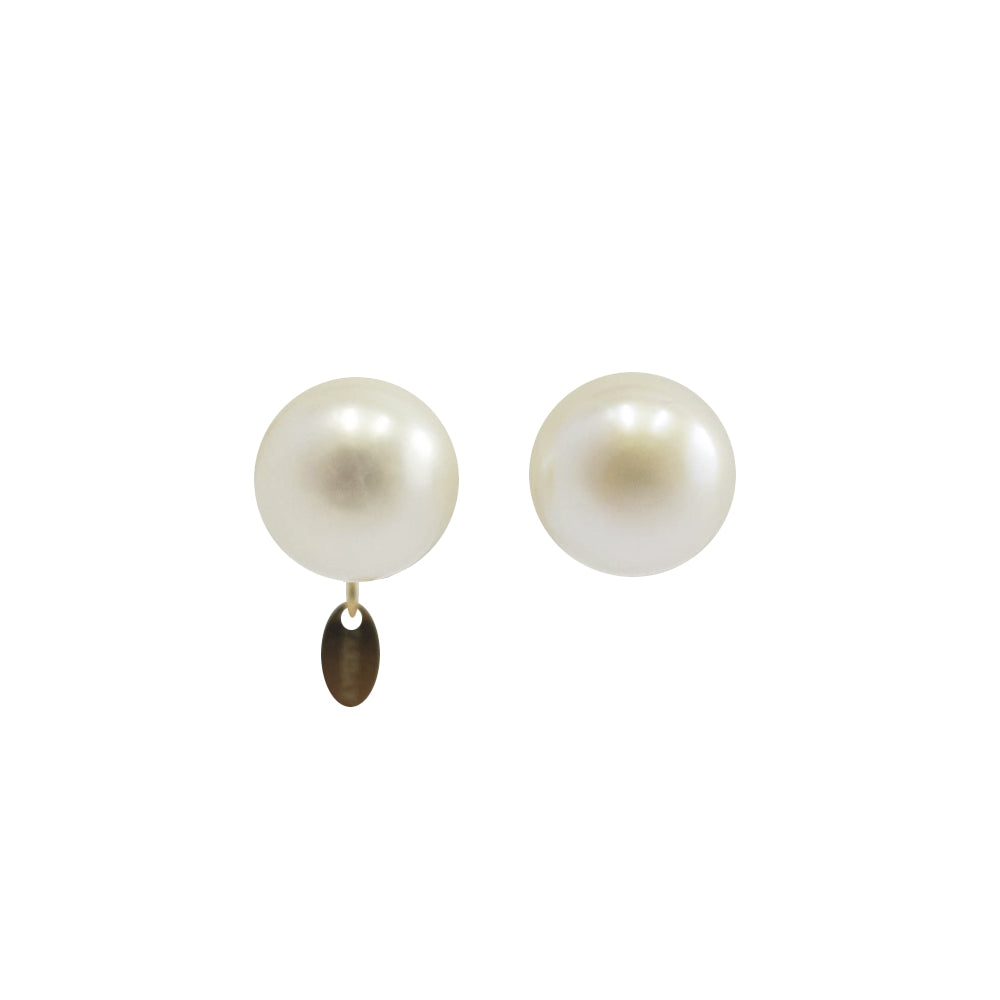 Classic Half-Round Pearl Earrings (14-15mm) - White Pearl  TARBAY   