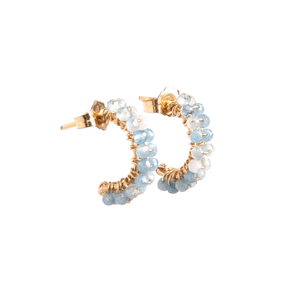 Cleopatra Hoop Earrings #1 (10mm) - Aquamarine Earrings TARBAY   