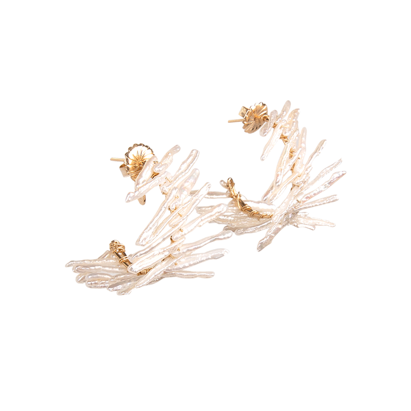 Estela Hoop Earrings #3 (30mm) - Pearl Earrings TARBAY   