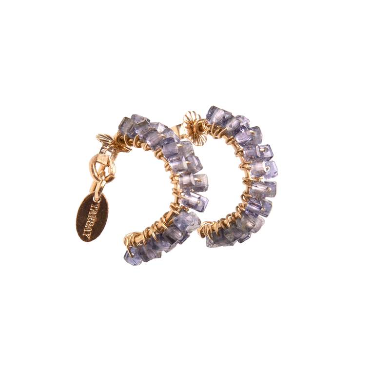 Cleopatra Hoop Earrings #1 (15mm) - Iolite Earrings TARBAY   