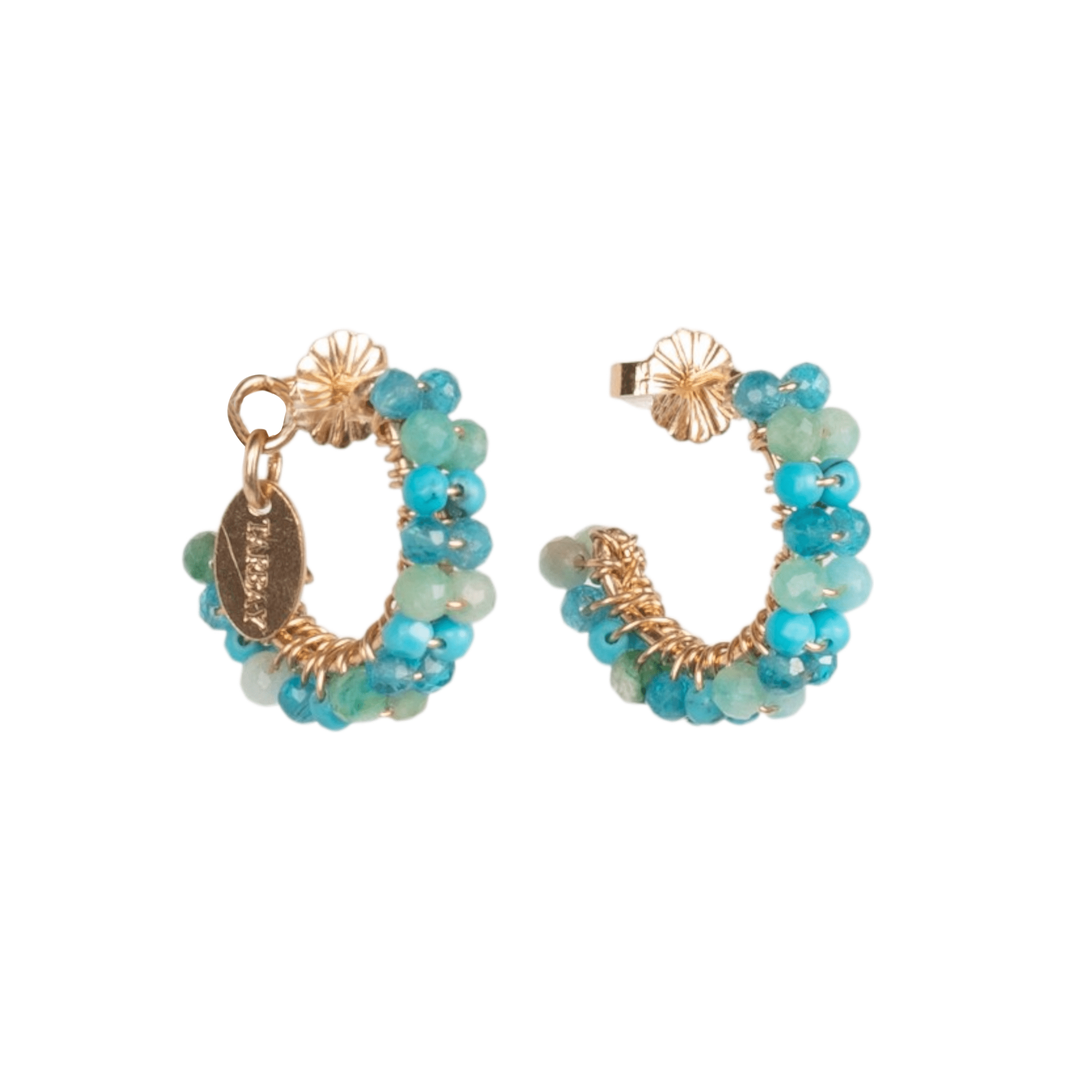 Cleopatra Earrings #1 (20mm) - Amazonite, Apatite & Turquoise Earrings TARBAY