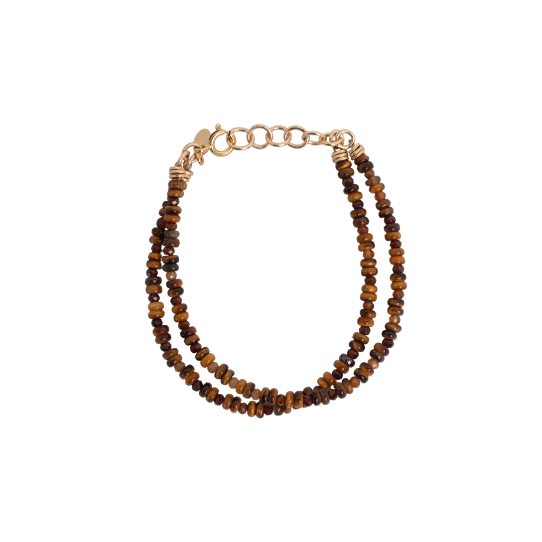 Melao Bracelet #1 - Garnet, Tiger's Eye & 14K Gold-Filled