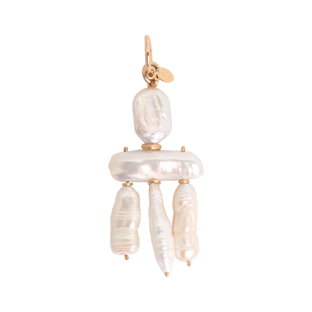 Keshi Charm #3 (75mm) - White Pearl & 14K Gold-Filled Charms FW25