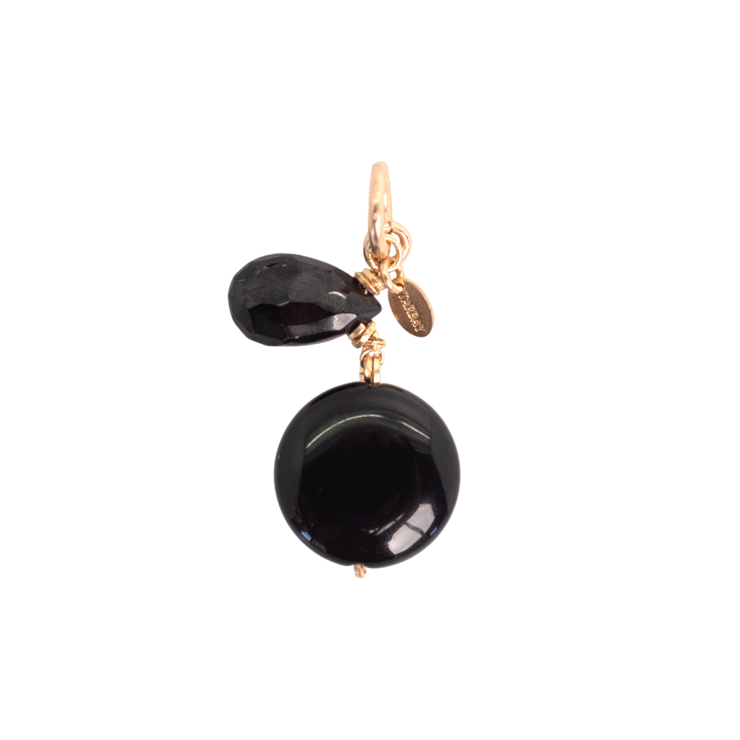 Prudencia Charm #1 (50mm) - Black Spinel, Black Agate & 14K Gold-Filled