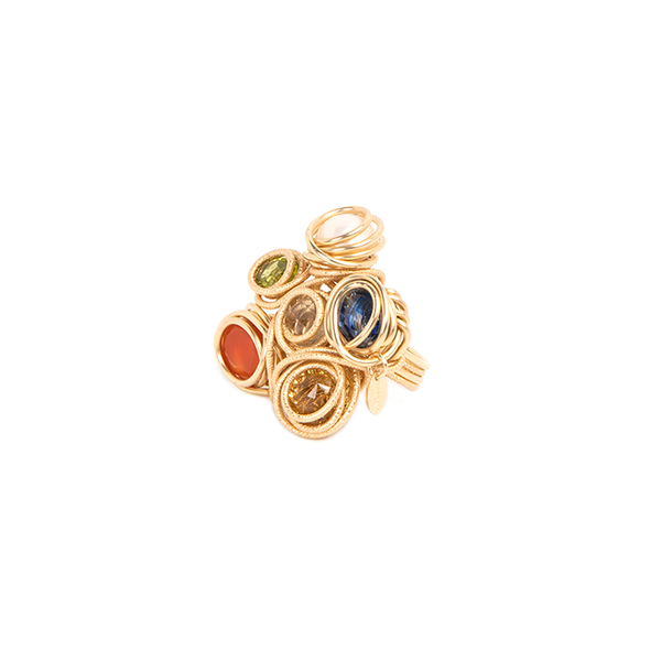 Carmencita Ring #7 (35mm) - Carnelian, Citrine, Peridot, Aquamarine, Kyanite, Pearl Rings TARBAY   