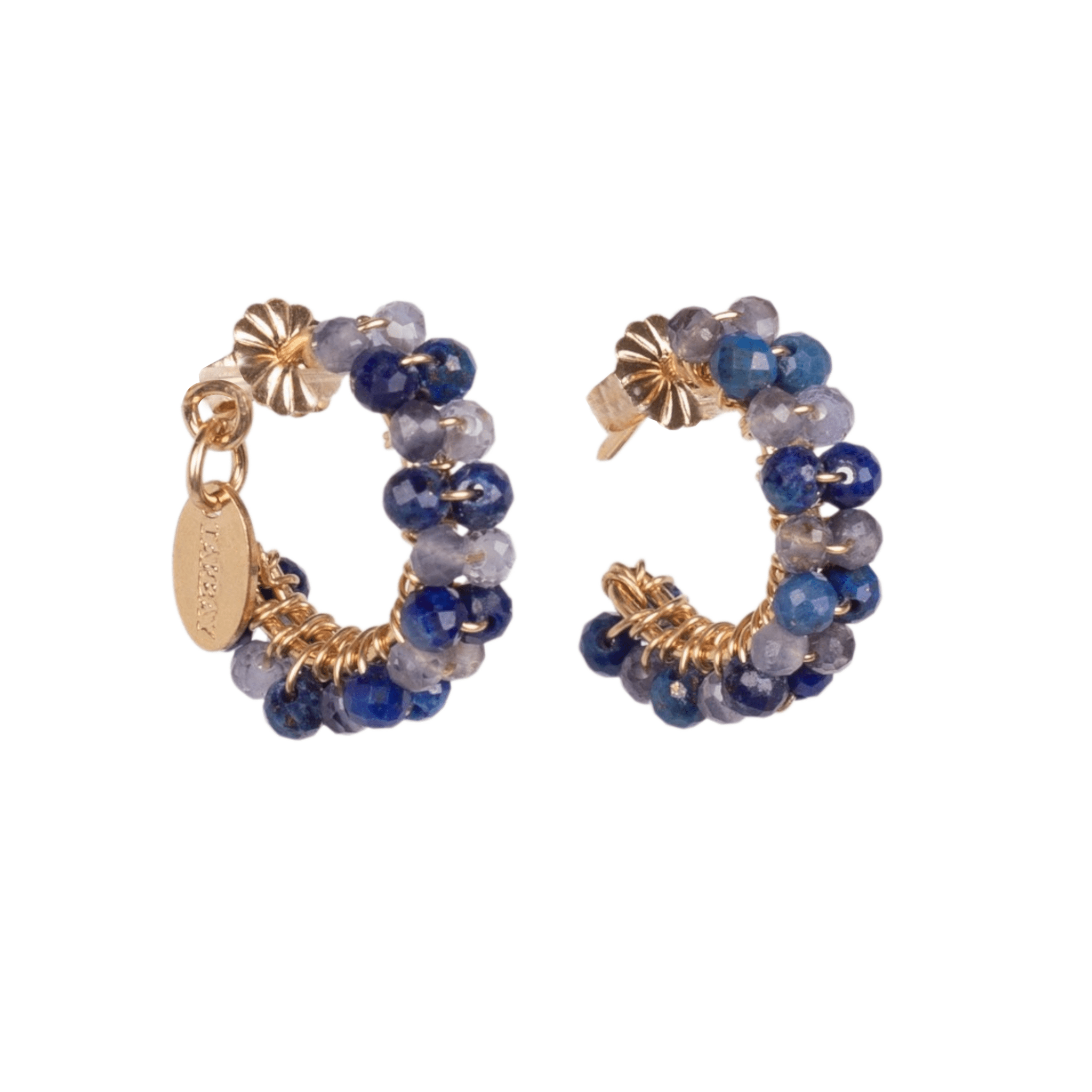 Cleopatra Earrings #1 (20mm) - Iolite & Lapislazuli Earrings TARBAY
