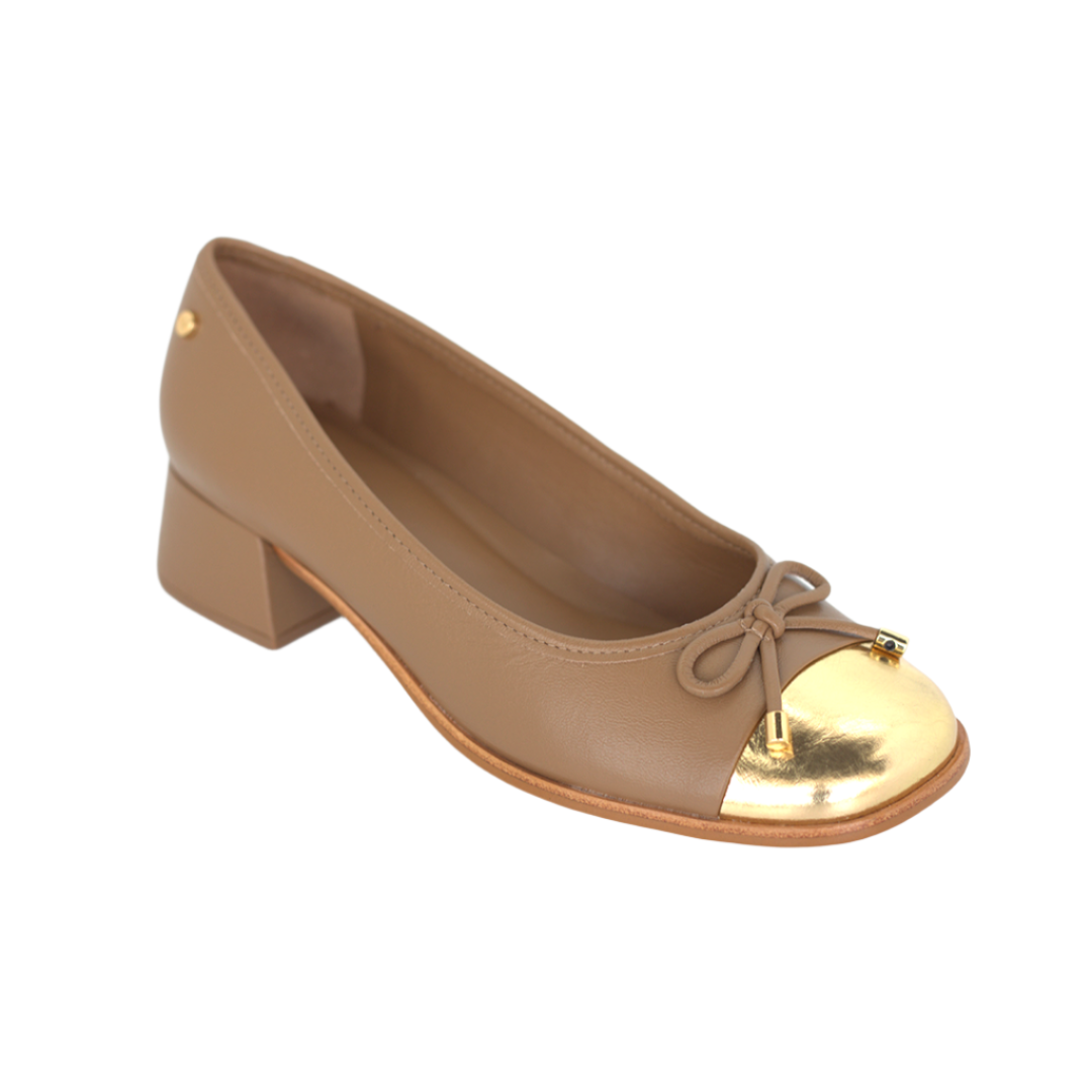 Catalina Block-Heel Ballet Pumps - Peanut Heels TARBAY