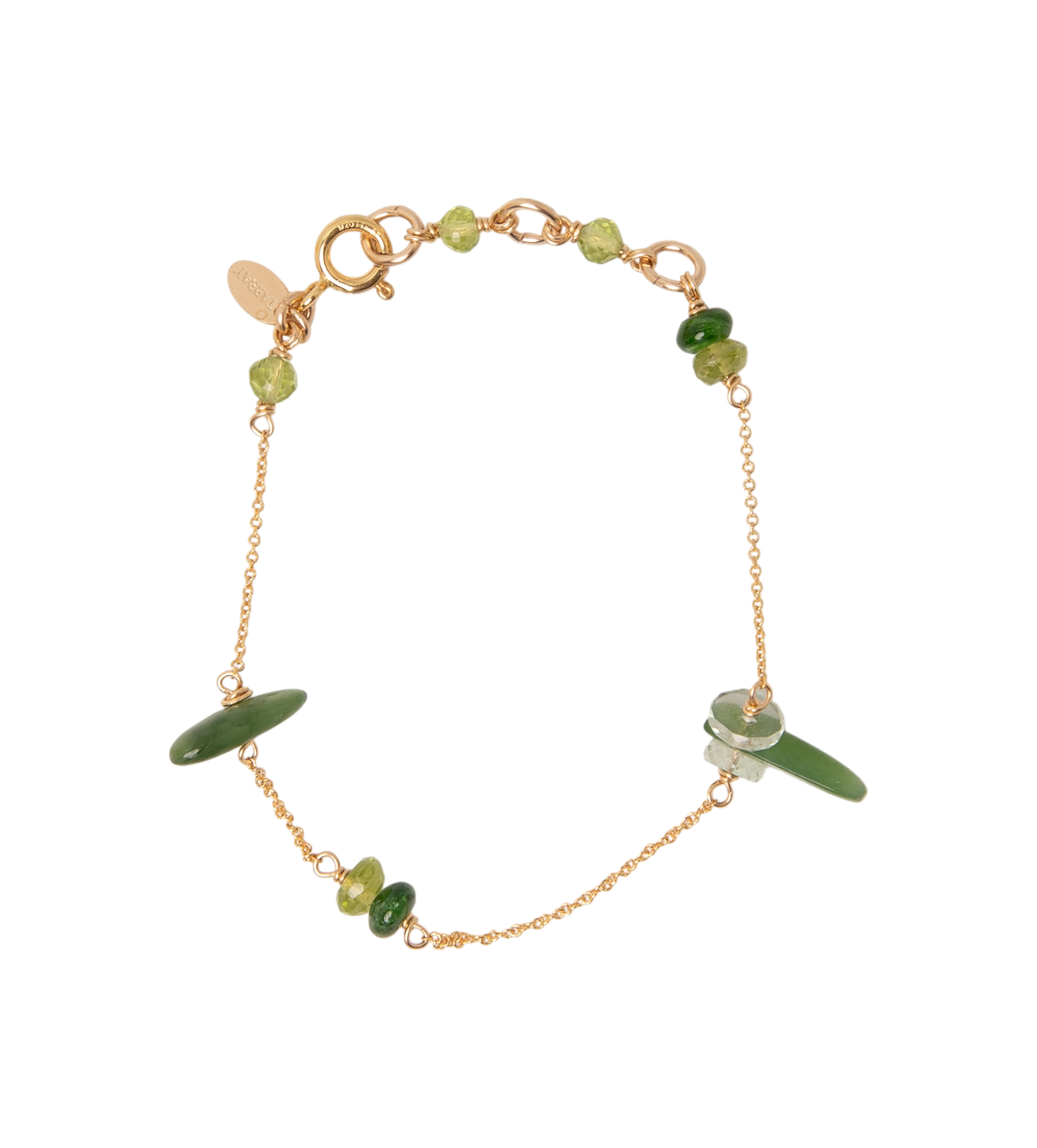 Yuri Bracelet #1 (19cm) - Peridot, Jade, Aquamarine, Chrome & 14K Gold-Filled Bracelets TARBAY