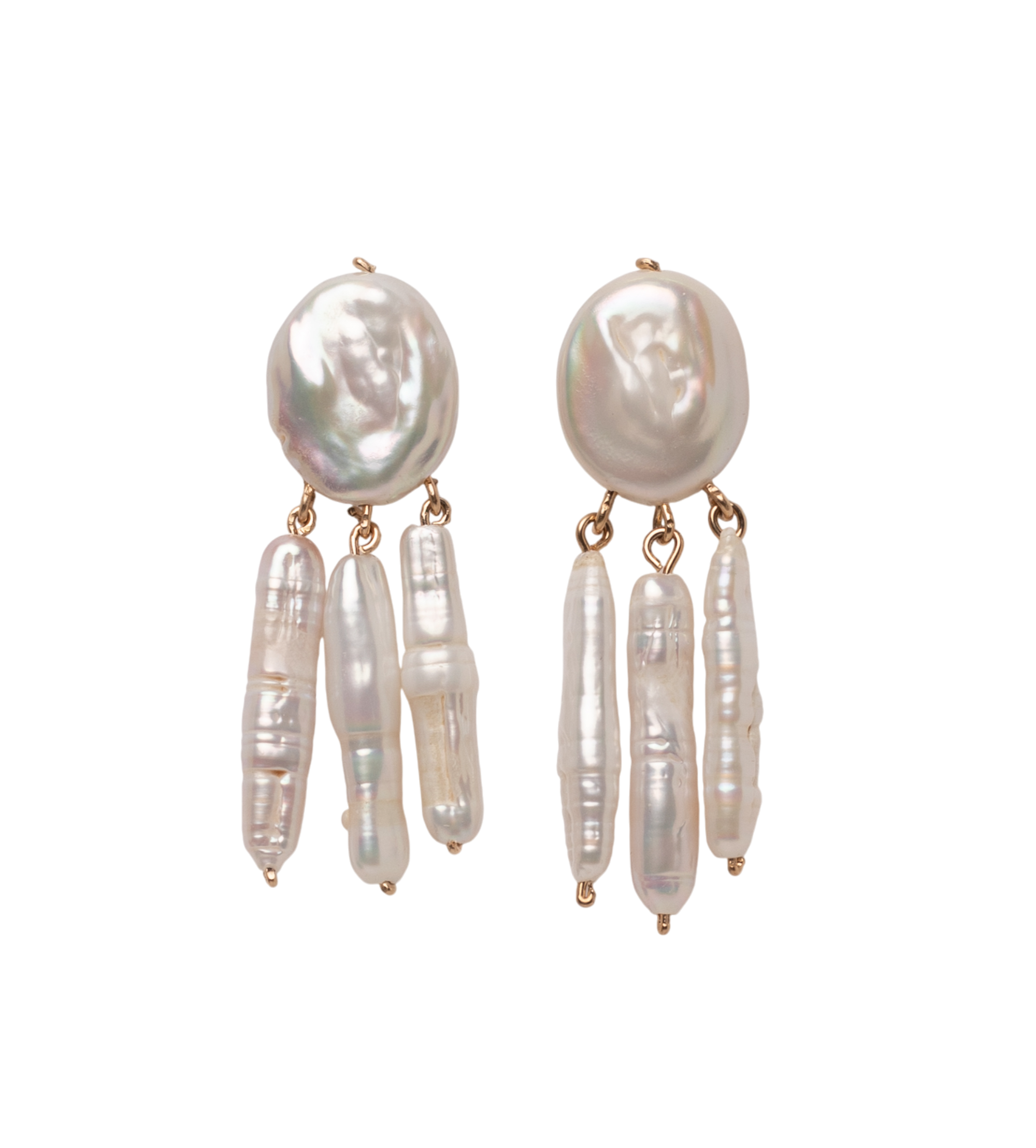 Parau Earrings #2 (50mm) - White Pearl & 14K Gold-Filled Earrings TARBAY