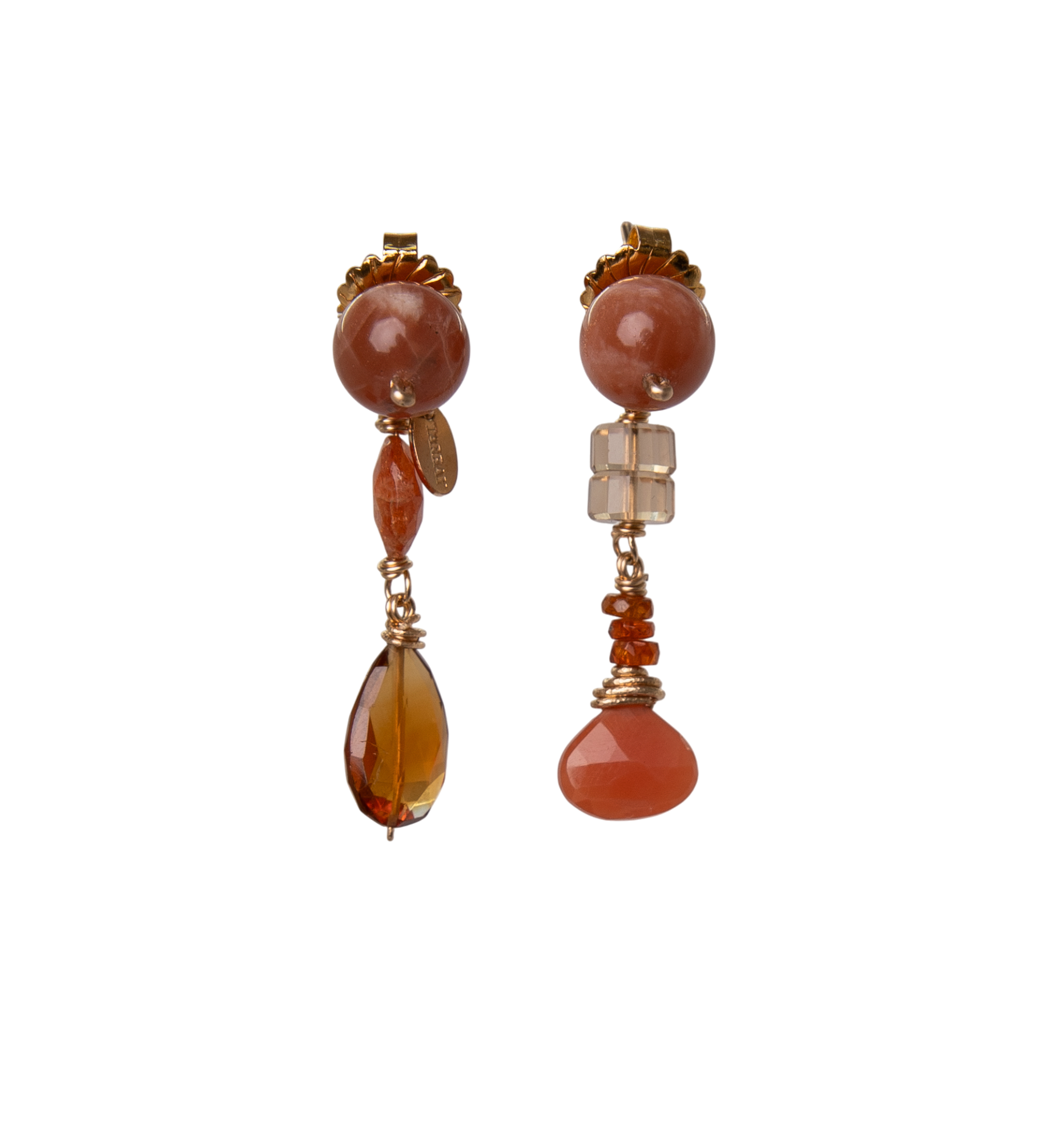 Nary Earrings #1 (45mm) - Kyanite, Moonstone, Sunstone, Citrine, Quartz & 14K Gold-Filled Earrings TARBAY