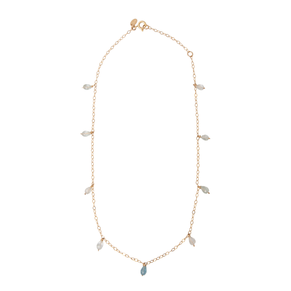 Pensamientos Necklace #2 (48cm) - Aquamarine & 14K Gold-Filled Necklaces TARBAY