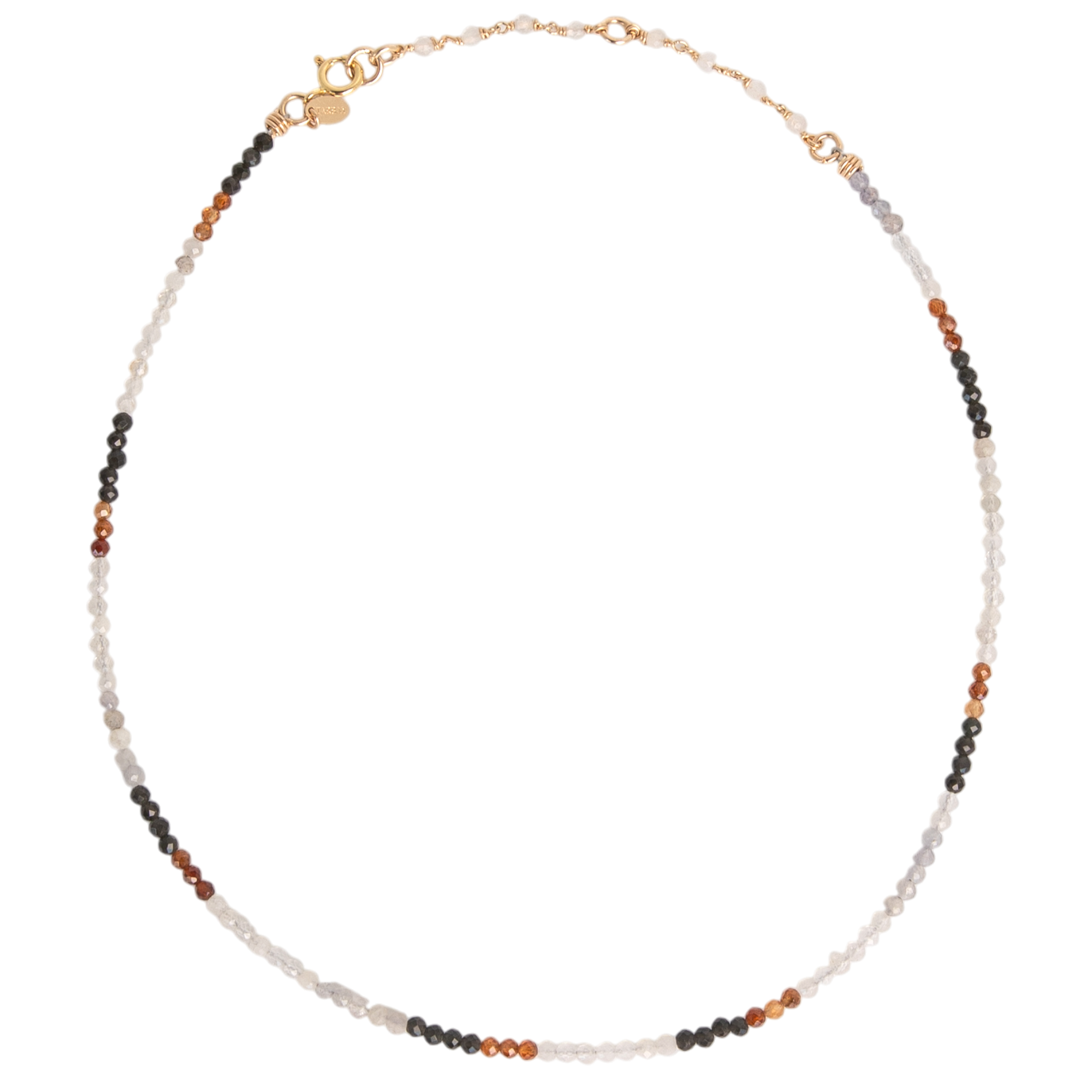 Aurora Necklace #3 - Garnet, Rainbow Obsidian, Moonstone & 14K Gold-Filled