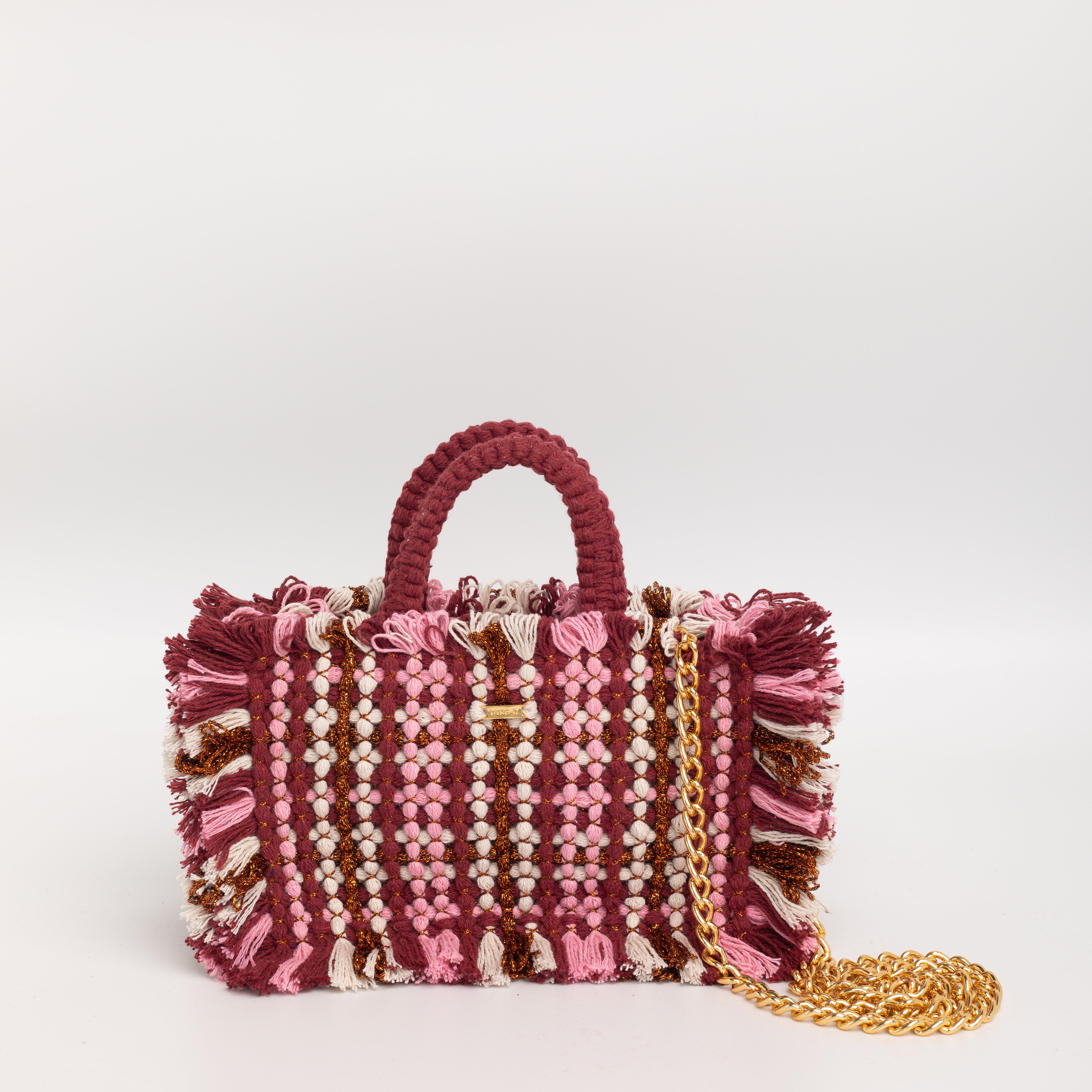 Gosssypium Tote Bag Small - Burgundy, Rose & Buttercream