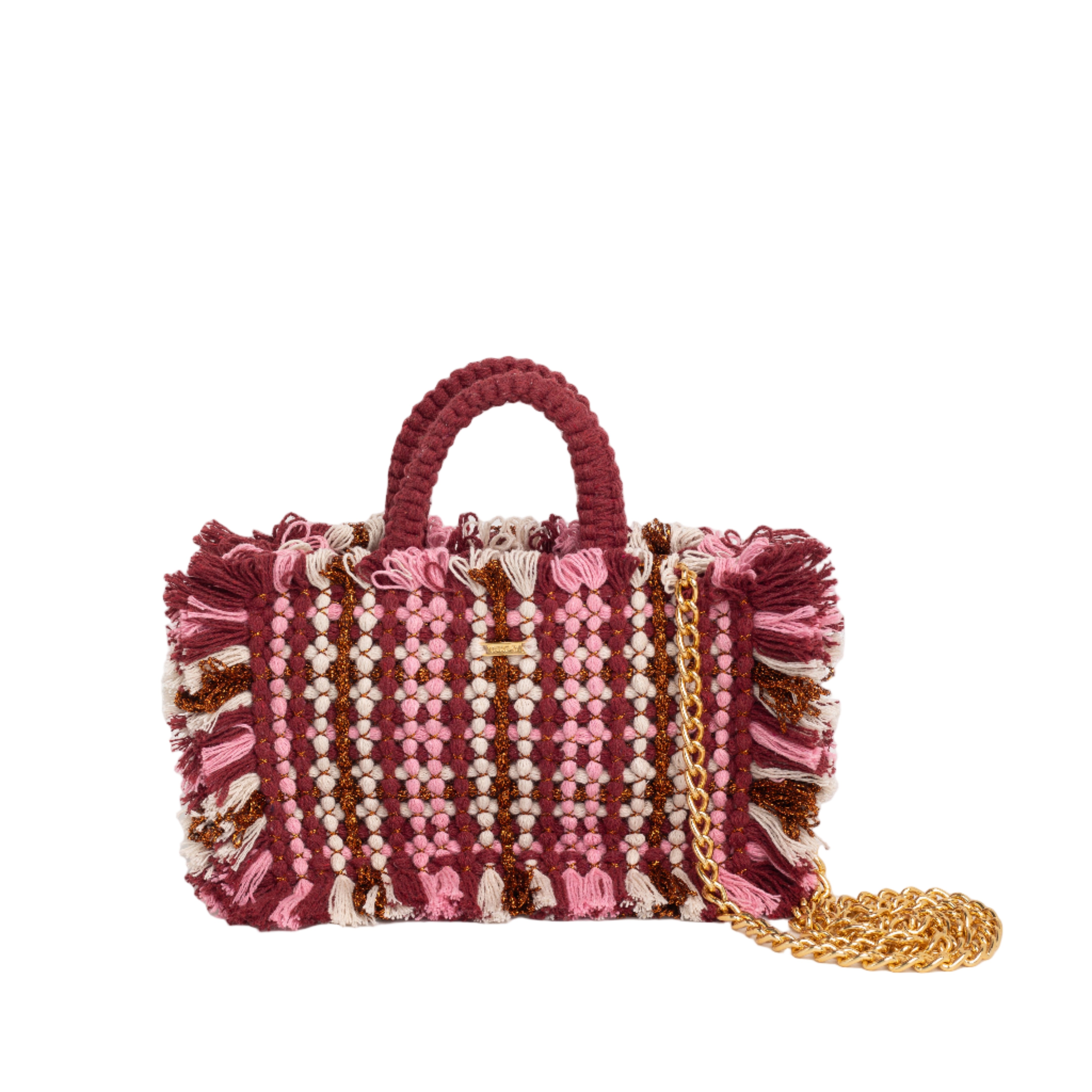 Gosssypium Tote Bag Small - Burgundy, Rose & Buttercream