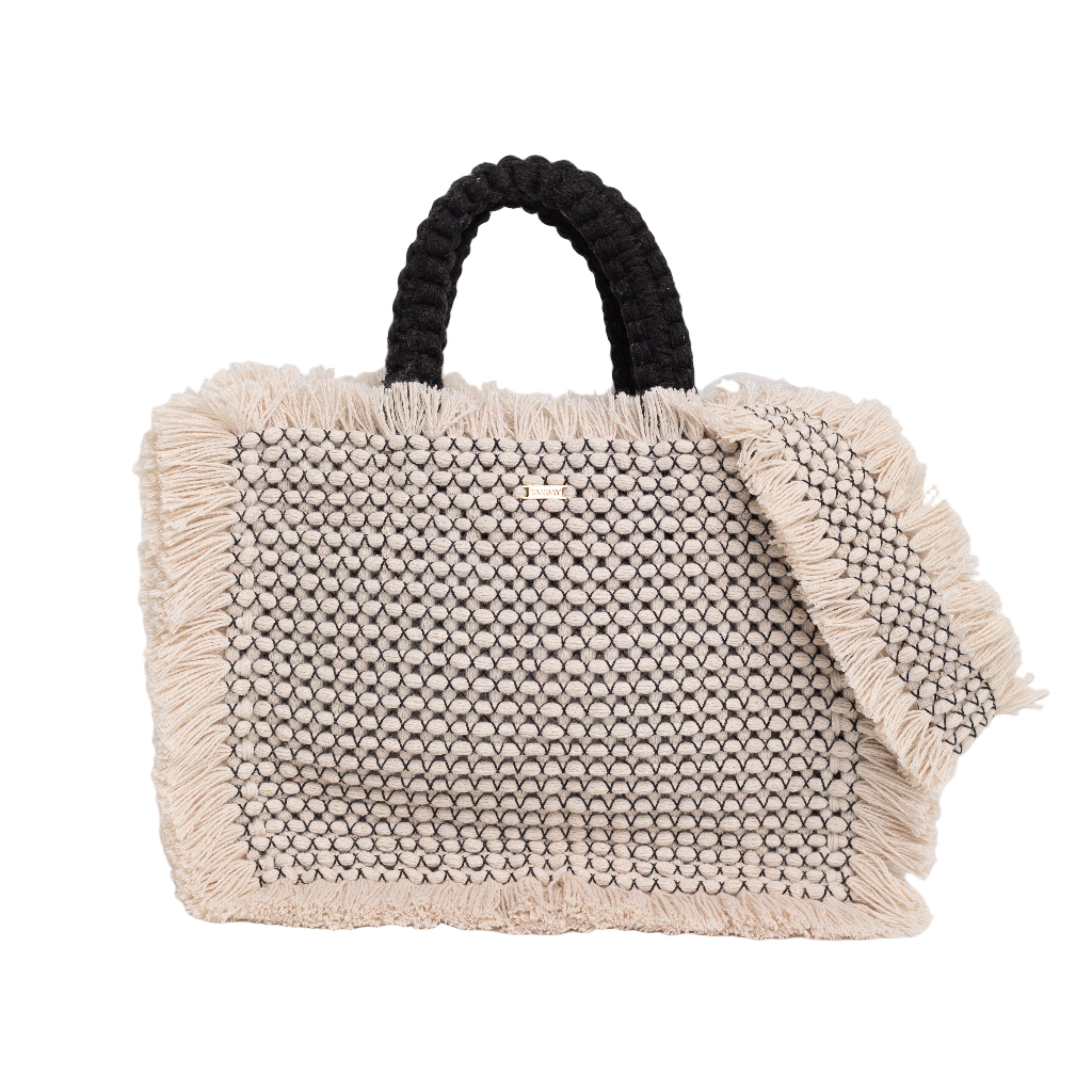 Gosssypium Tote Bag Medium - Buttercream & Black