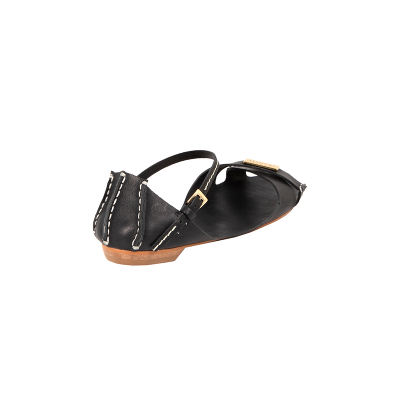 Tajali Leather Sandals - Black Tajali Flats TARBAY   