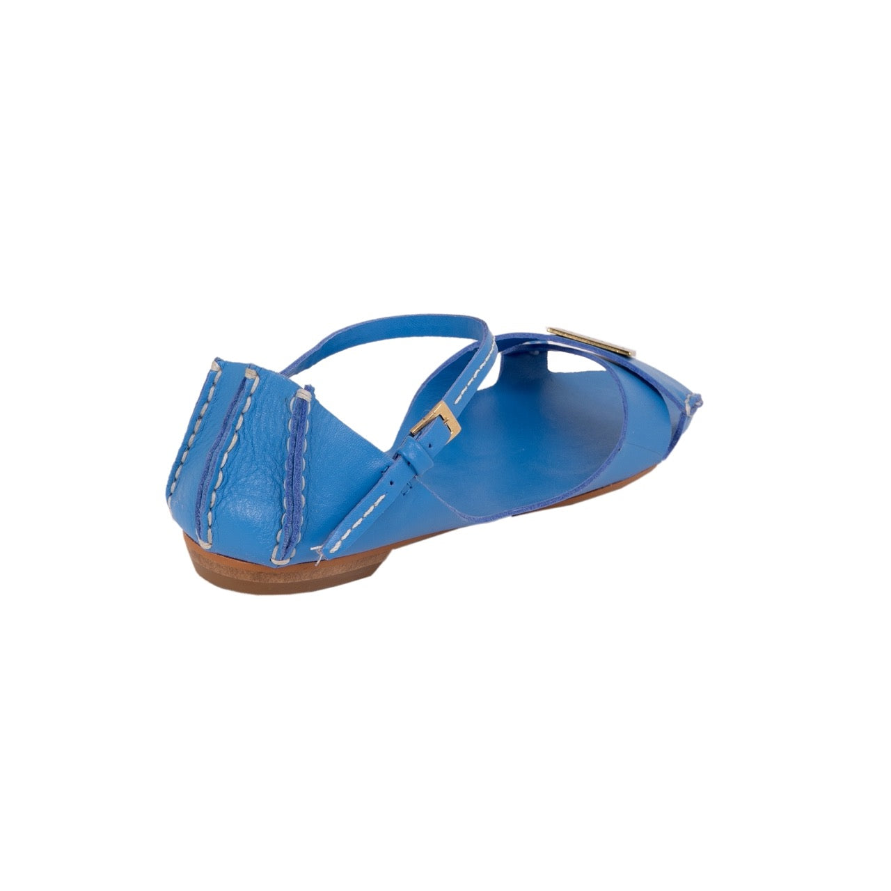 Tajali Leather Sandals - Blue Tajali Flats TARBAY   