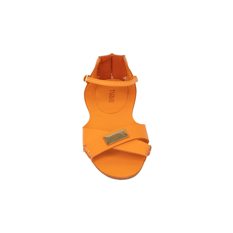 Tajali Leather Sandals - Tangerine Tajali Flats TARBAY   