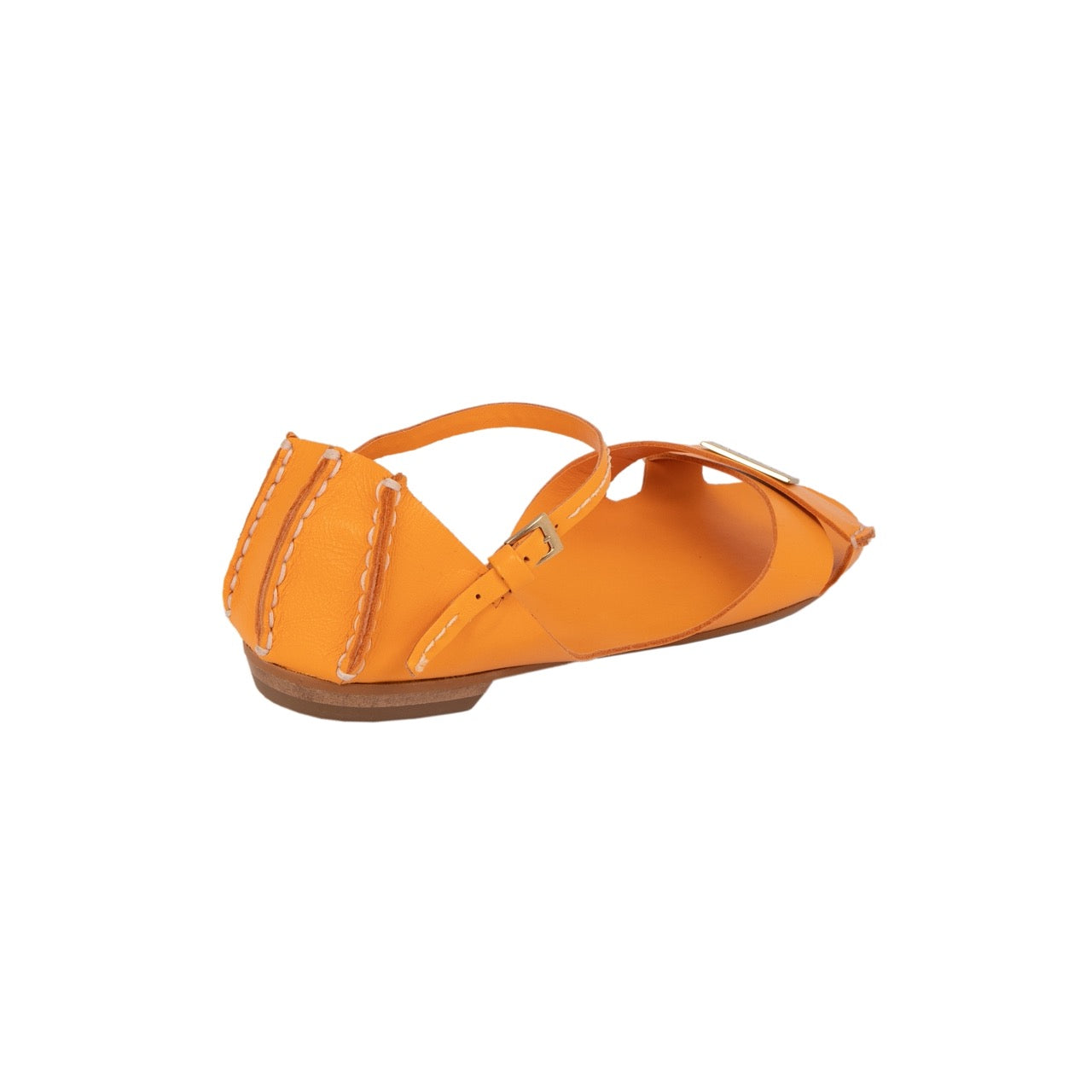 Tajali Leather Sandals - Tangerine Tajali Flats TARBAY   
