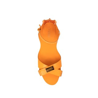 Tajali Leather Sandals - Tangerine Tajali Flats TARBAY   