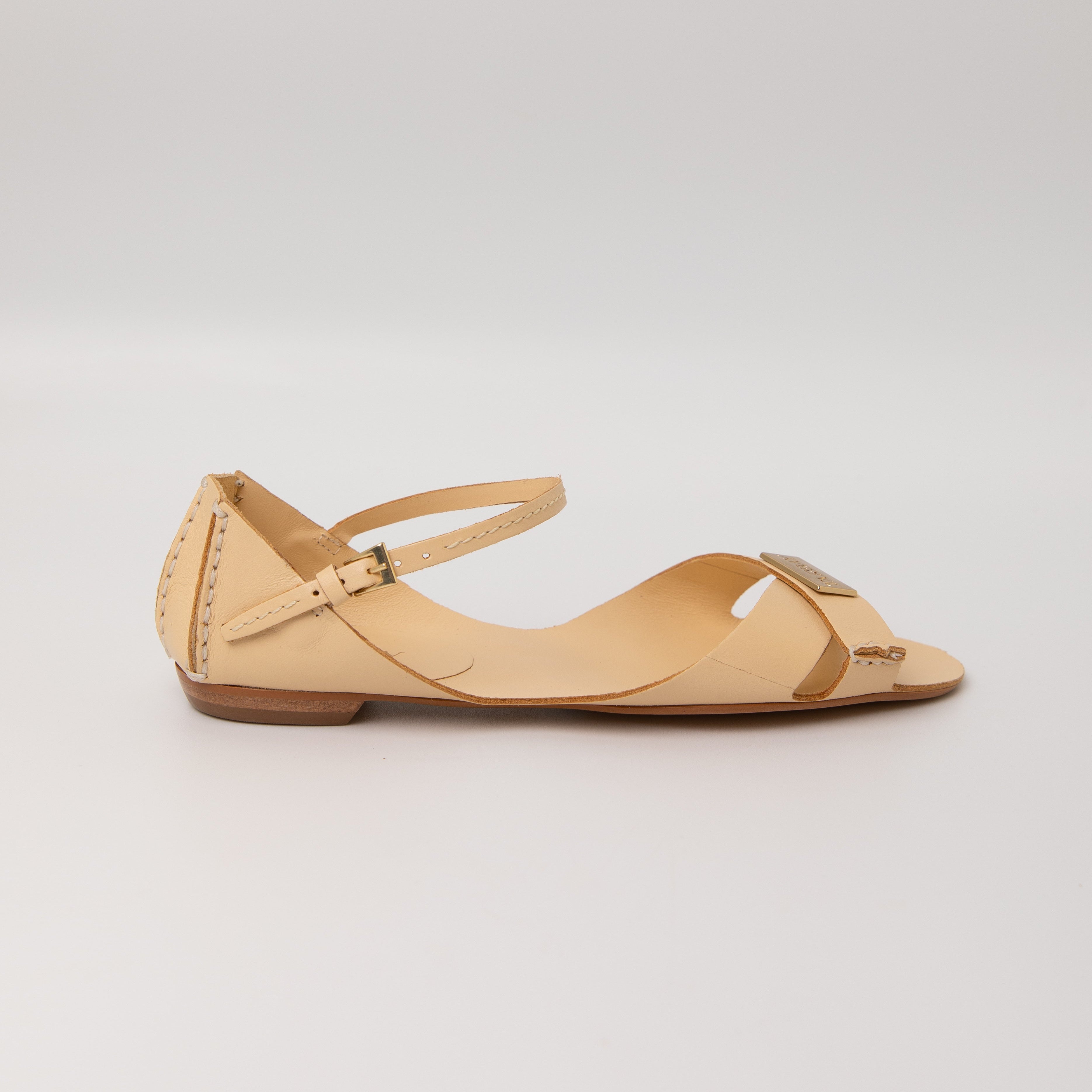 Tajali Leather Sandals - Butter Tajali Flats TARBAY