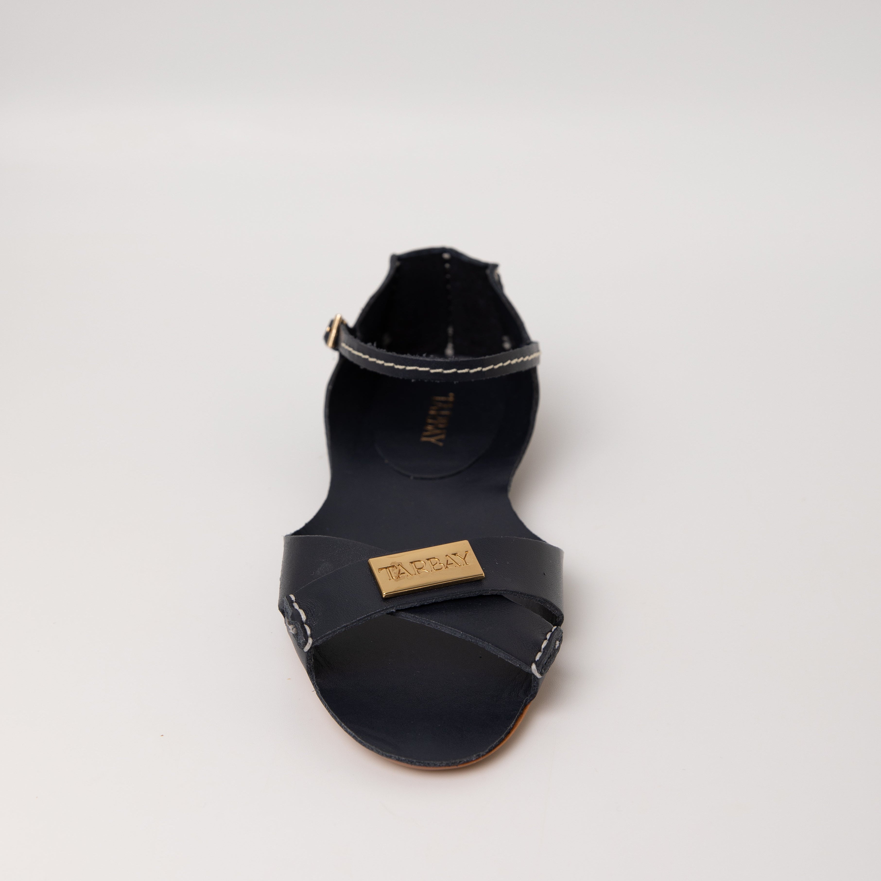 Tajali Leather Sandals - Navy Tajali Flats TARBAY