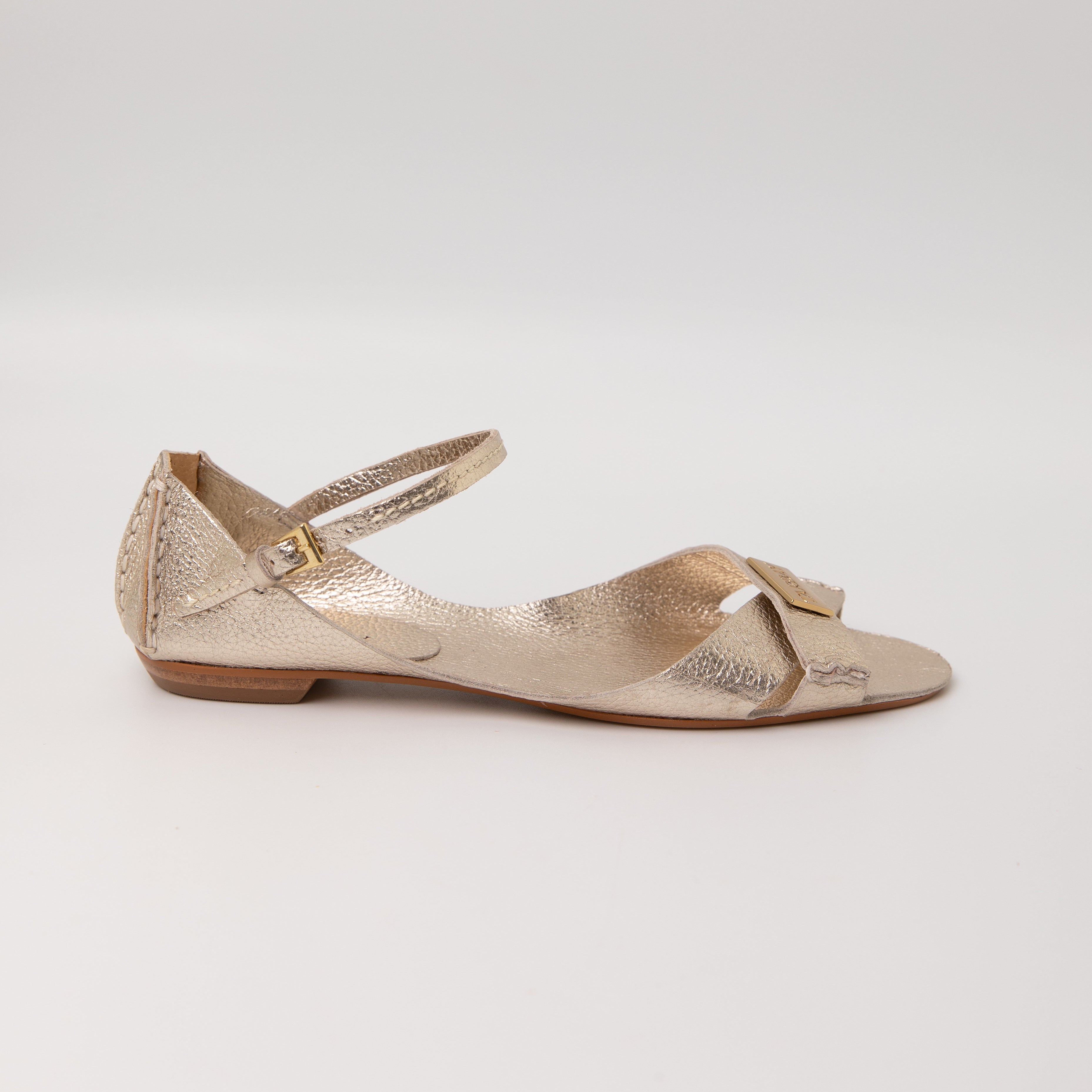 Tajali Leather Sandals - Floater Champagne Tajali Flats TARBAY