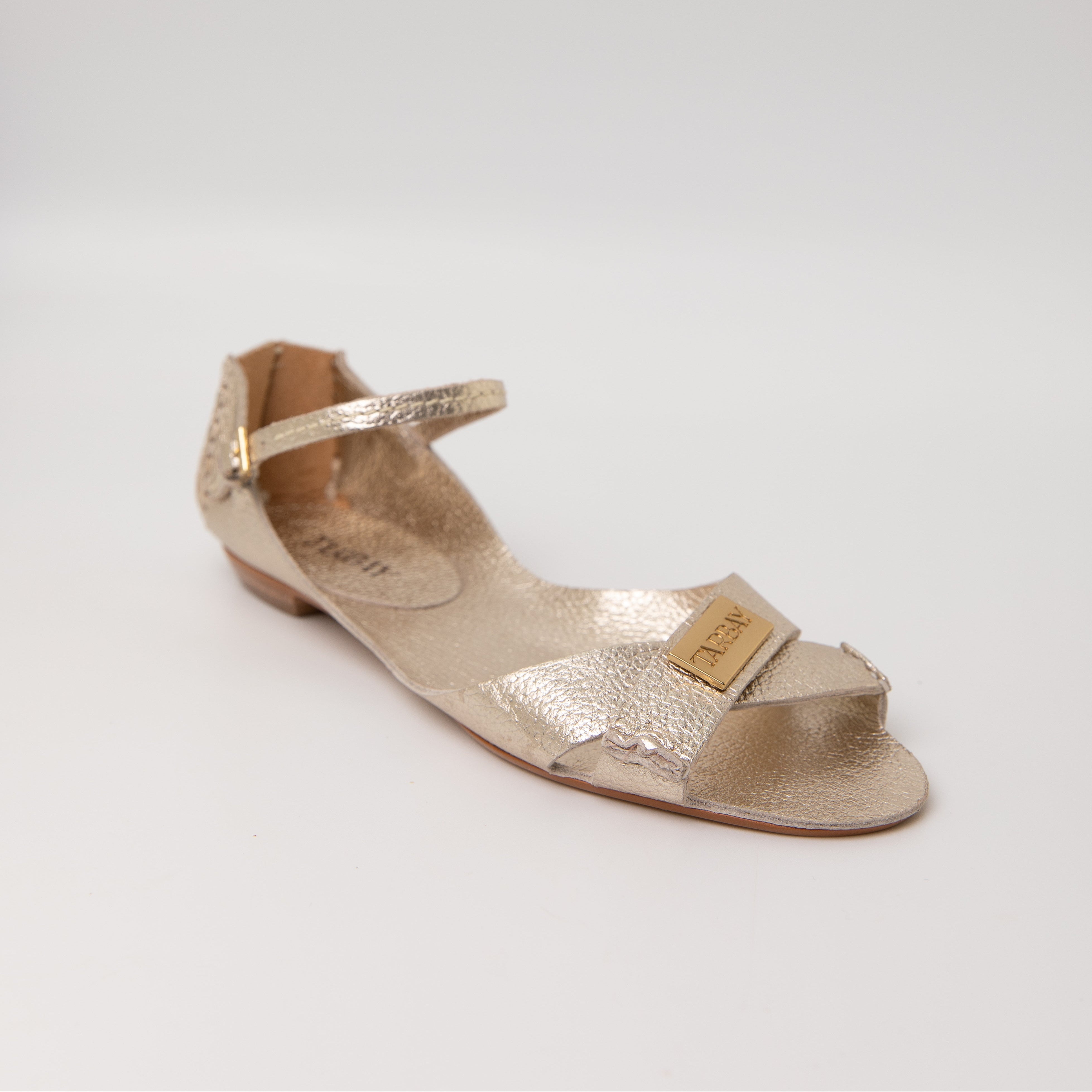 Tajali Leather Sandals - Floater Champagne Tajali Flats TARBAY