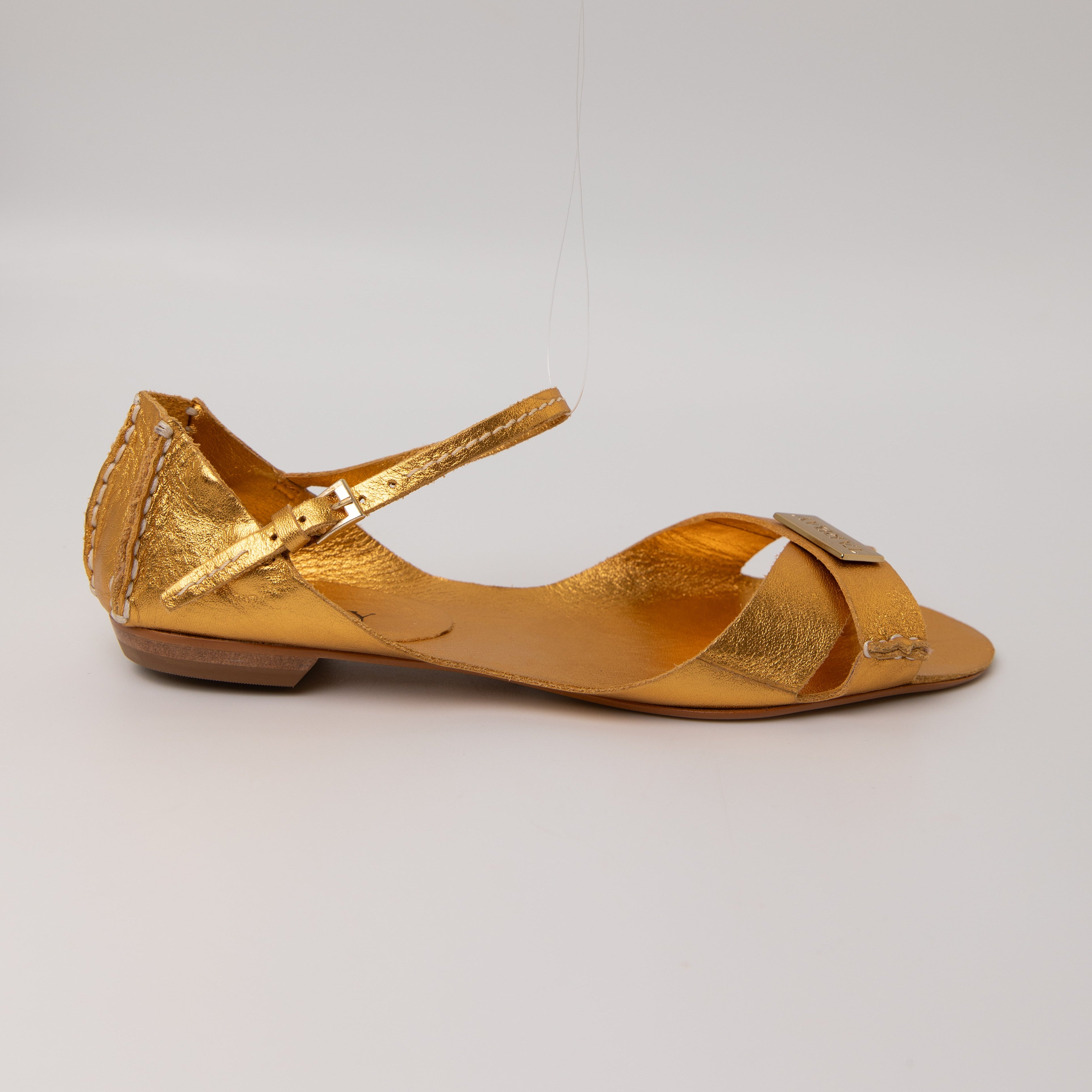Tajali Leather Sandals - Soft Yellow Gold Tajali Flats TARBAY