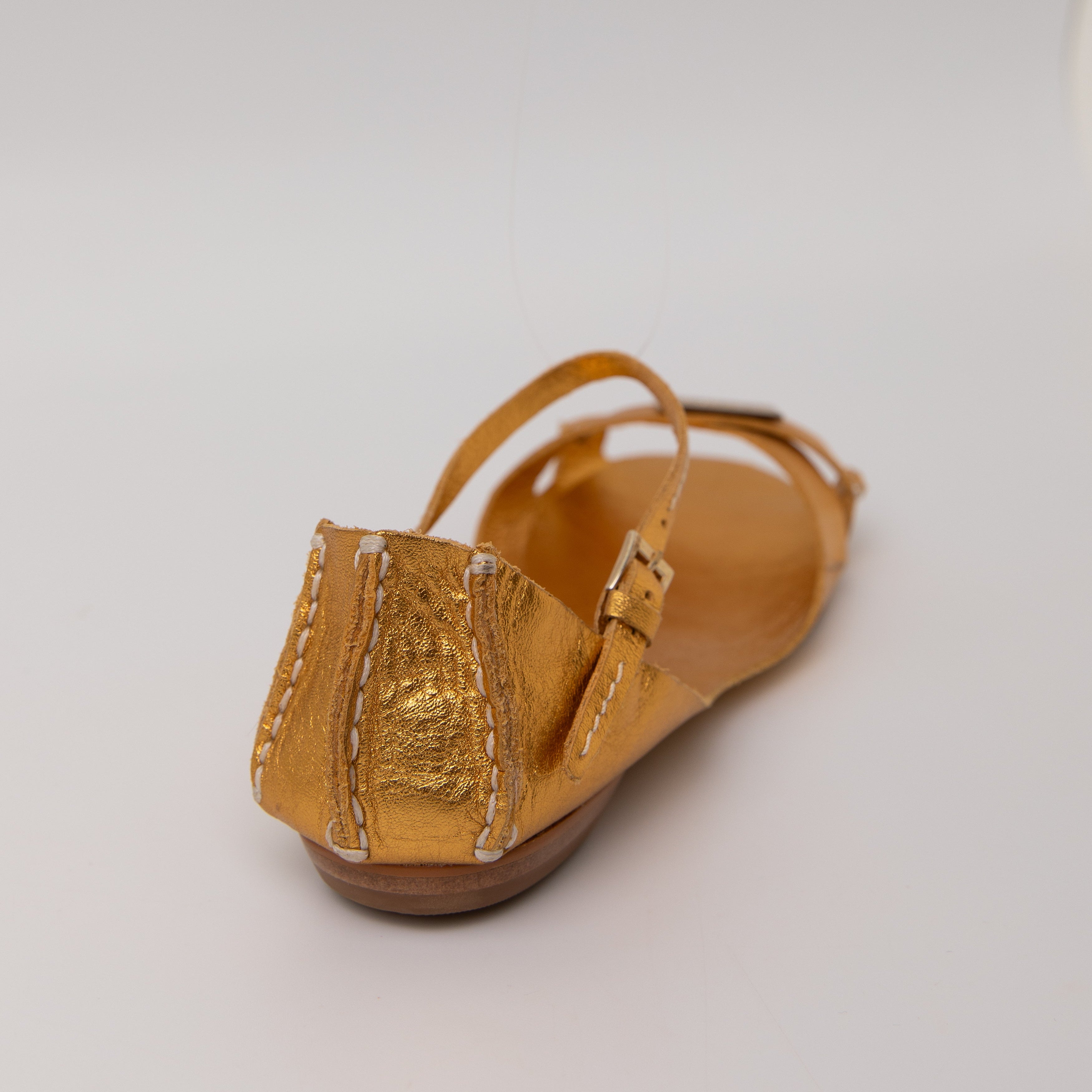 Tajali Leather Sandals - Soft Yellow Gold Tajali Flats TARBAY