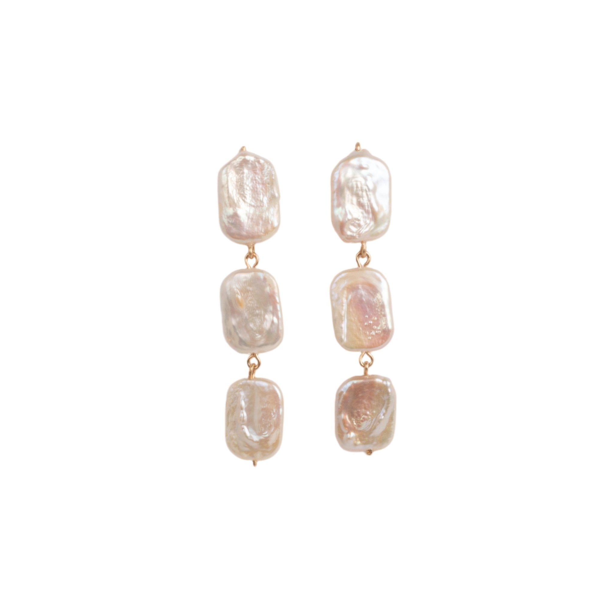 Keshi Earrings #11 (60mm) - White Pearl Earrings TARBAY