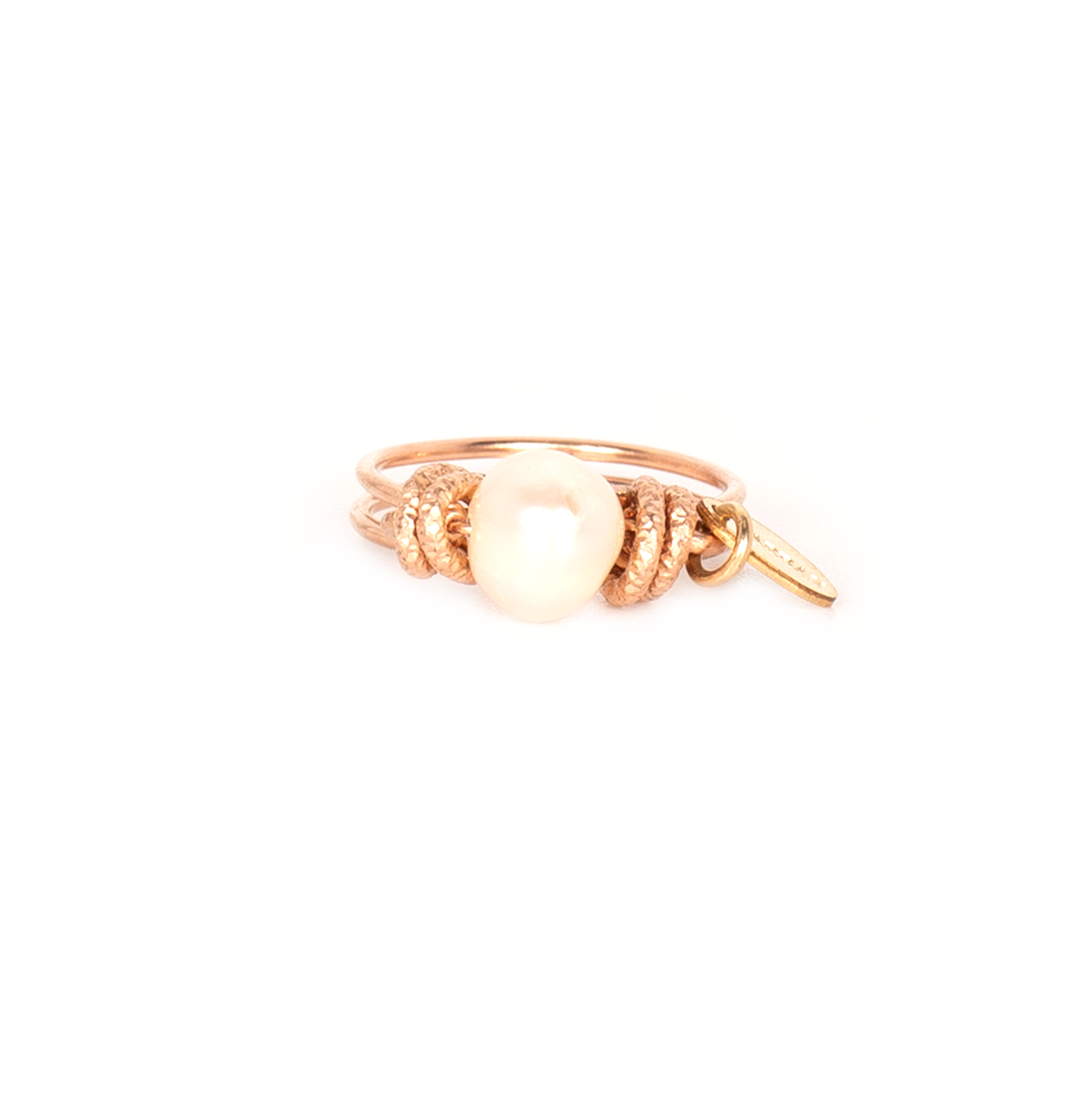 Solitaire Ring #1 (7mm) - Salmon Pearl & Rose Gold Rings TARBAY   