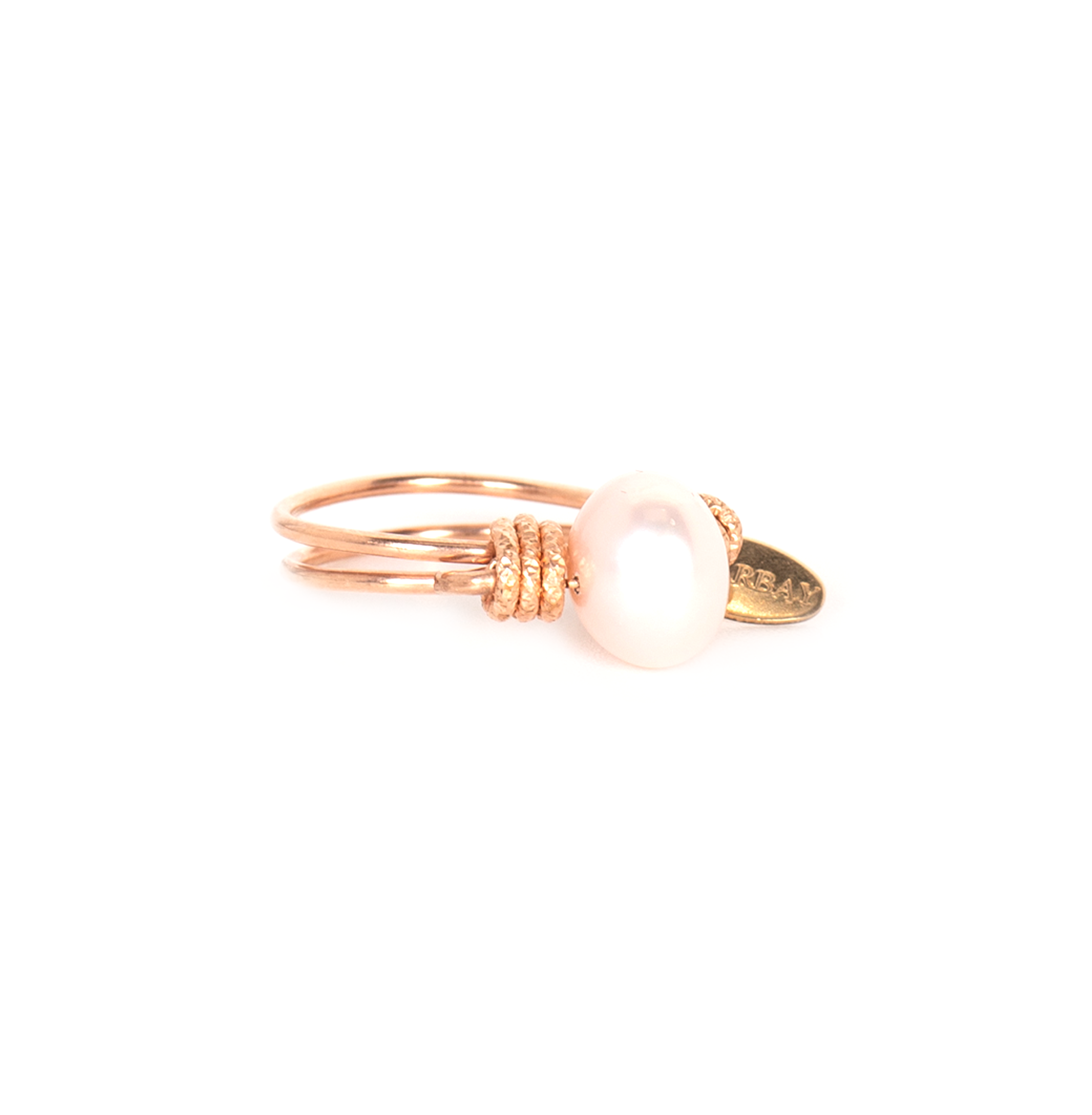 Solitaire Ring #1 (10mm) - Salmon Pearl & Rose Gold Rings TARBAY   