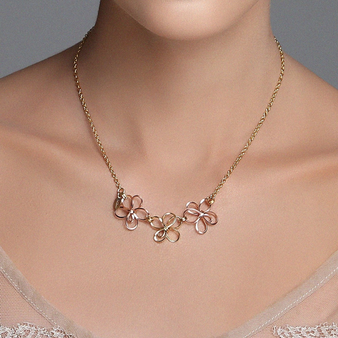 Petalos Exoticos Triple Necklace (15mm) - 14K Gold-Filled & Sterling Silver Necklaces TARBAY