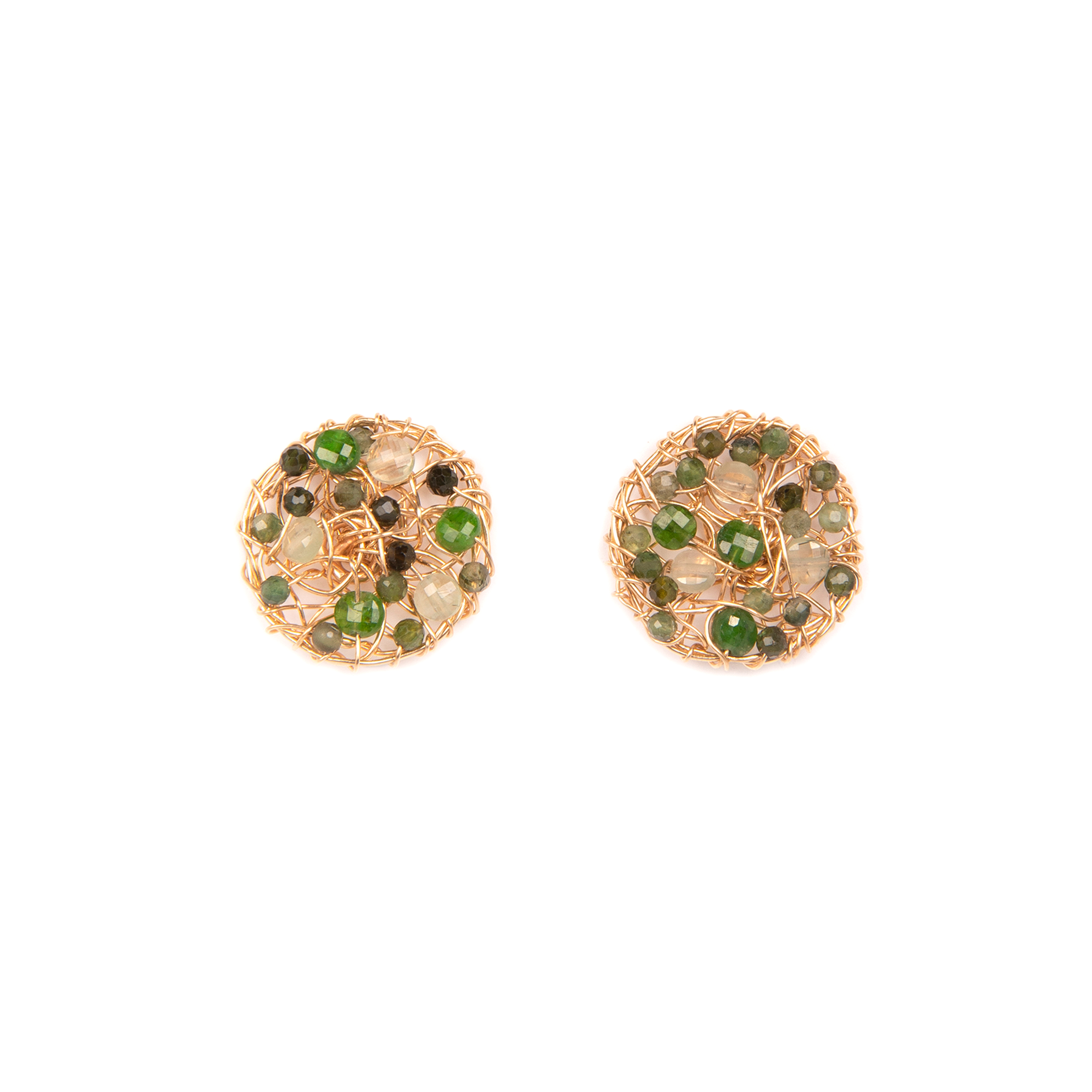 Aura Earrings #1 (20mm) - Green Mix Gems Earrings TARBAY   