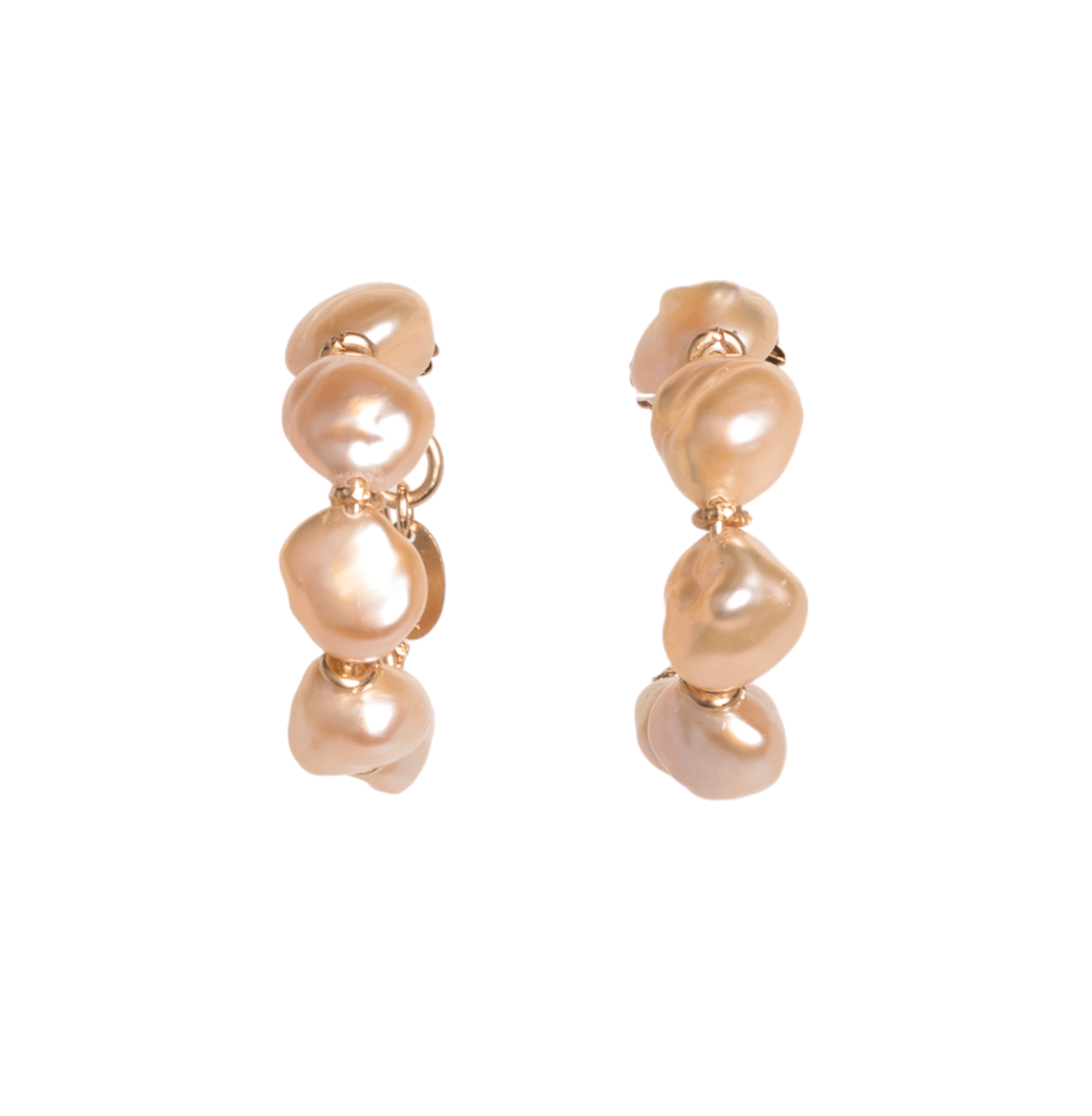 Cubagua Hoop Earrings #1 (30mm) - Salmon Pearl Earrings TARBAY   