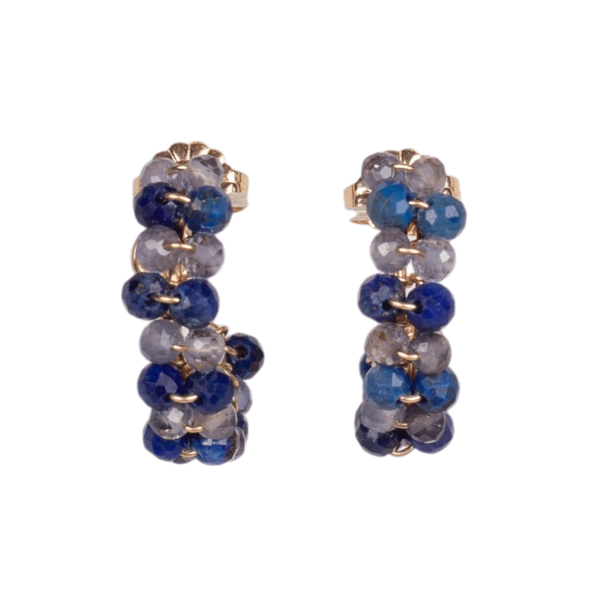 Cleopatra Earrings #1 (20mm) - Iolite & Lapislazuli Earrings TARBAY