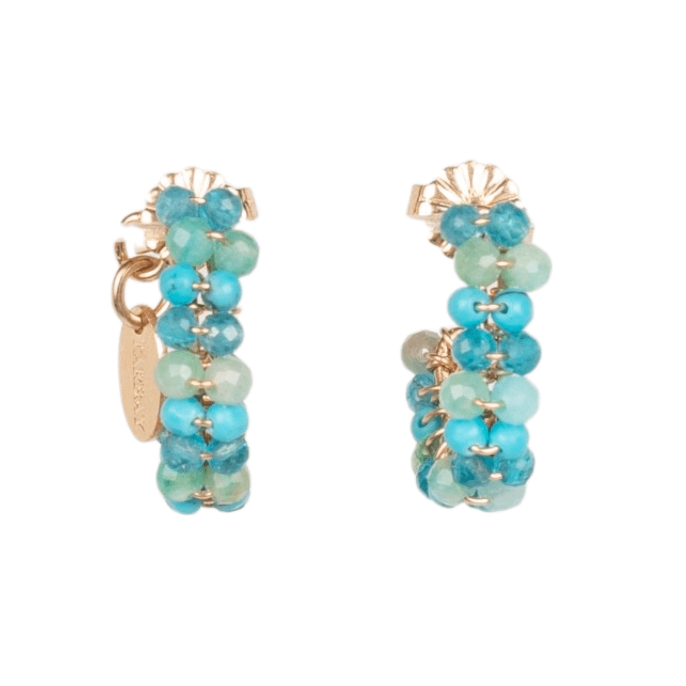 Cleopatra Earrings #1 (20mm) - Amazonite, Apatite & Turquoise Earrings TARBAY
