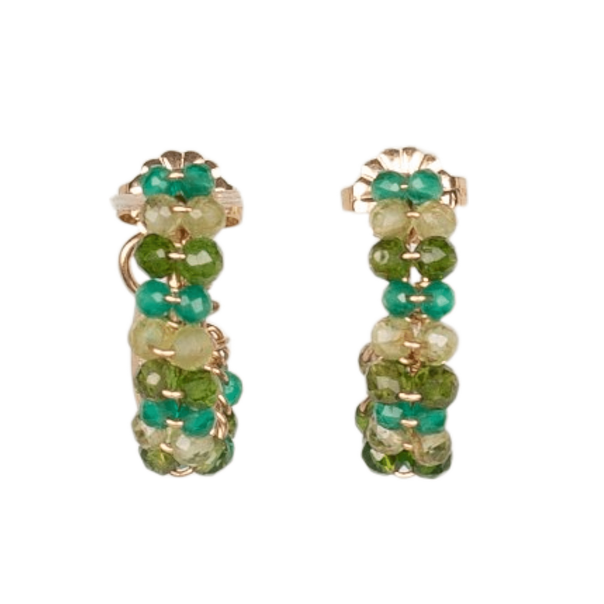 Cleopatra Earrings #1 (20mm) - Peridot, Green Onyx & Chrome Earrings TARBAY