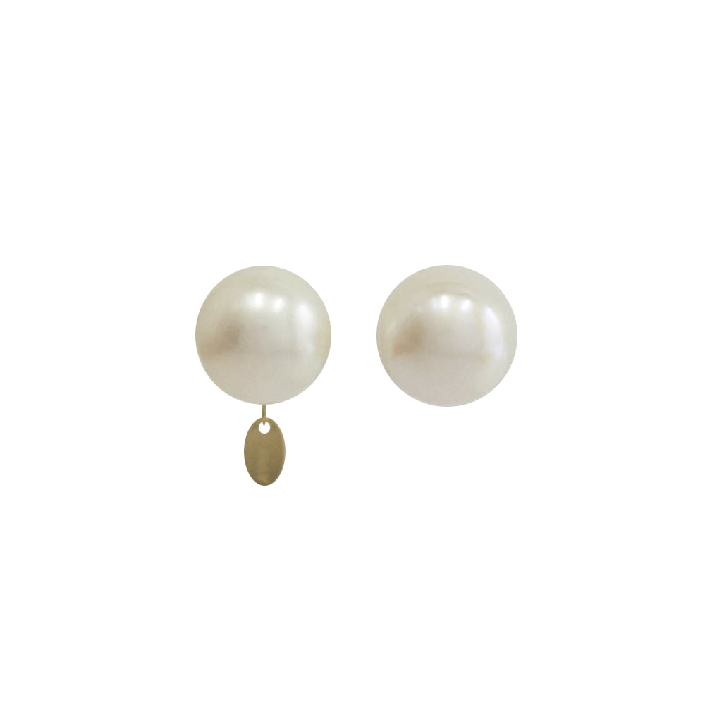 Classic Half-Round Pearl Earrings (11-12mm) - White Pearl Earrings TARBAY   
