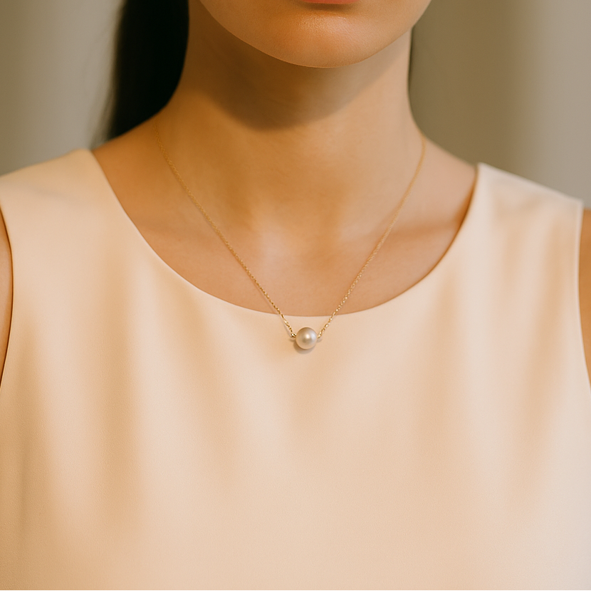 Single Pearl Necklace (8mm) Necklaces TARBAY