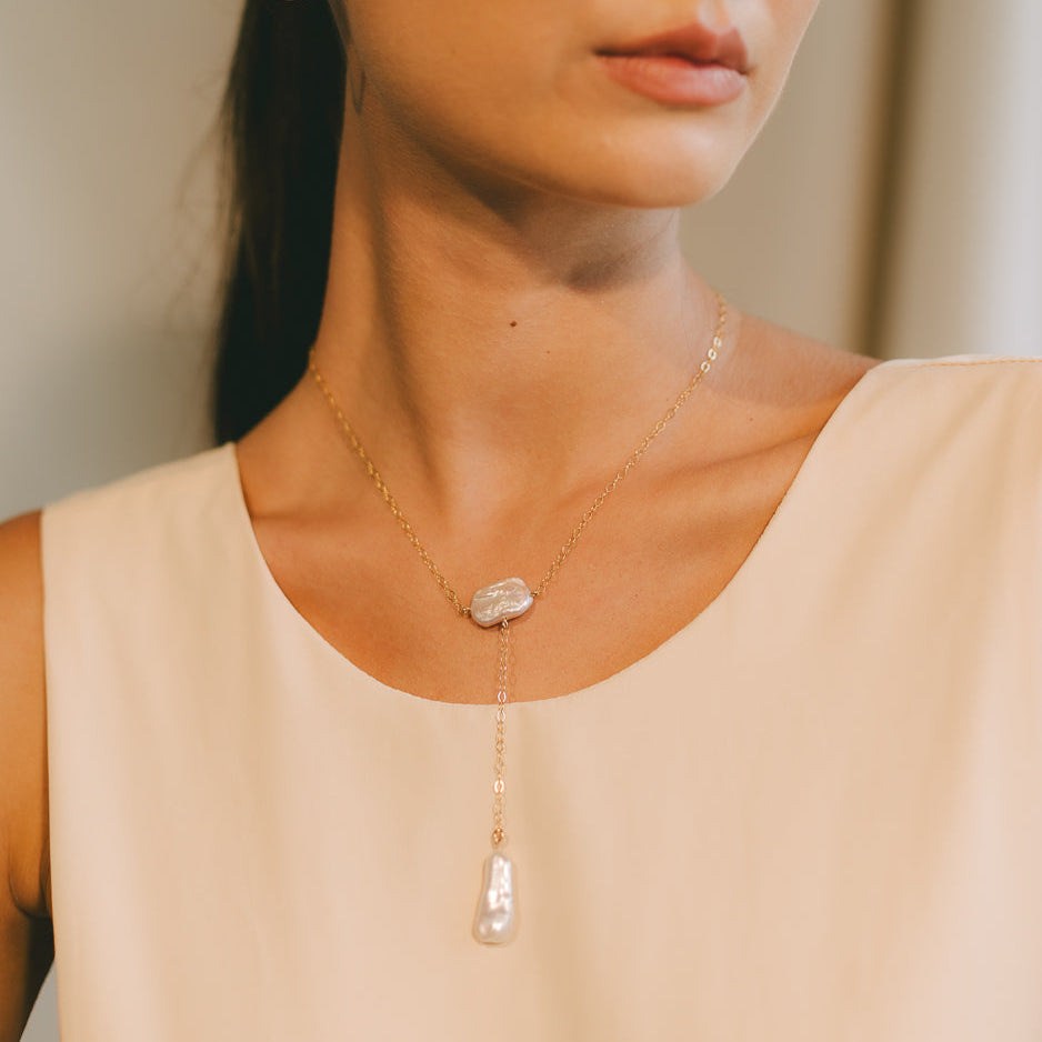 Keshi Necklace #4 - White Pearl & 14K Gold-Filled Necklaces FW25