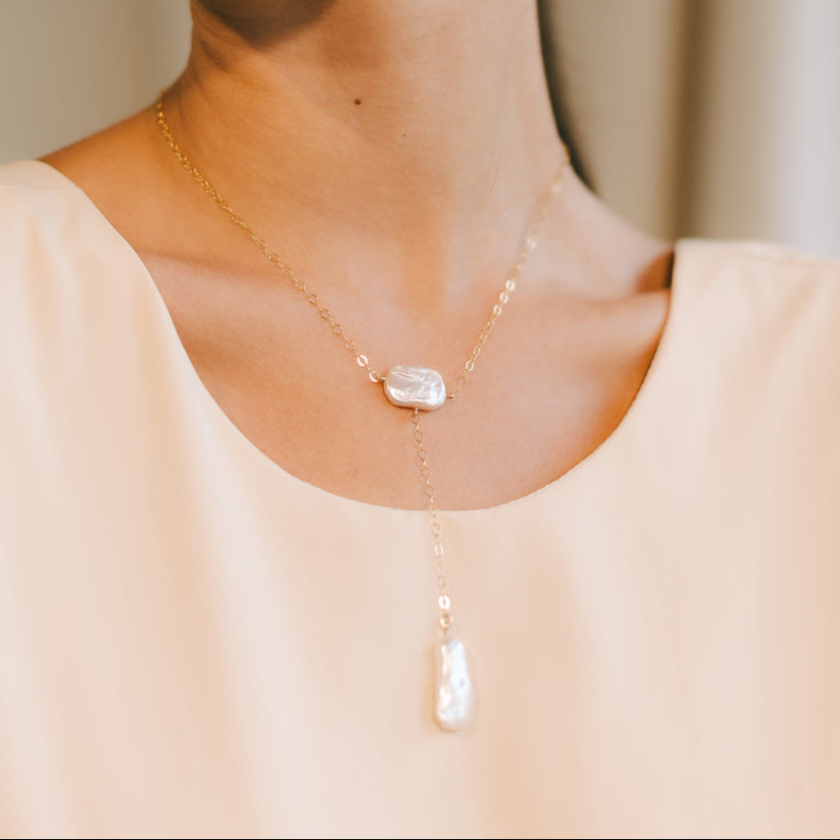 Keshi Necklace #4 - White Pearl & 14K Gold-Filled Necklaces FW25